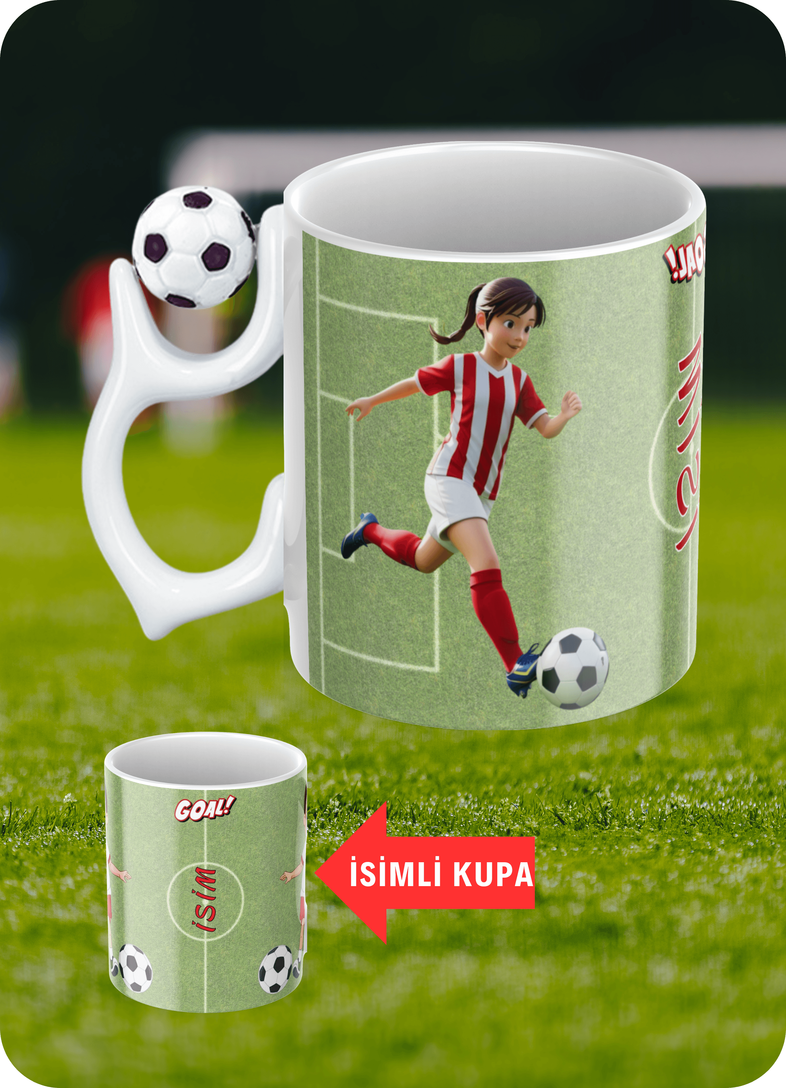 Futbol Toplu Milli Takım Kadın Futbolcu İsimli Taraftar Kupa Bardak Çay Kahve Fincanı