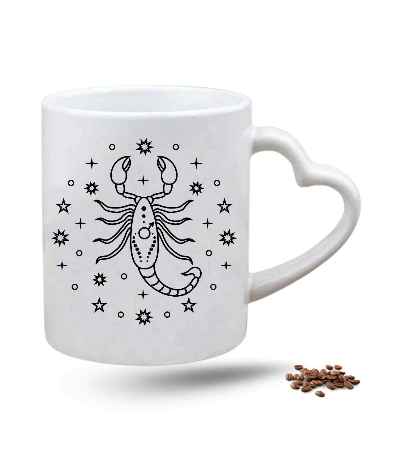 Akrep Burcu Zodyak Baskılı Porselen Kalp Kulp Kupa Bardak