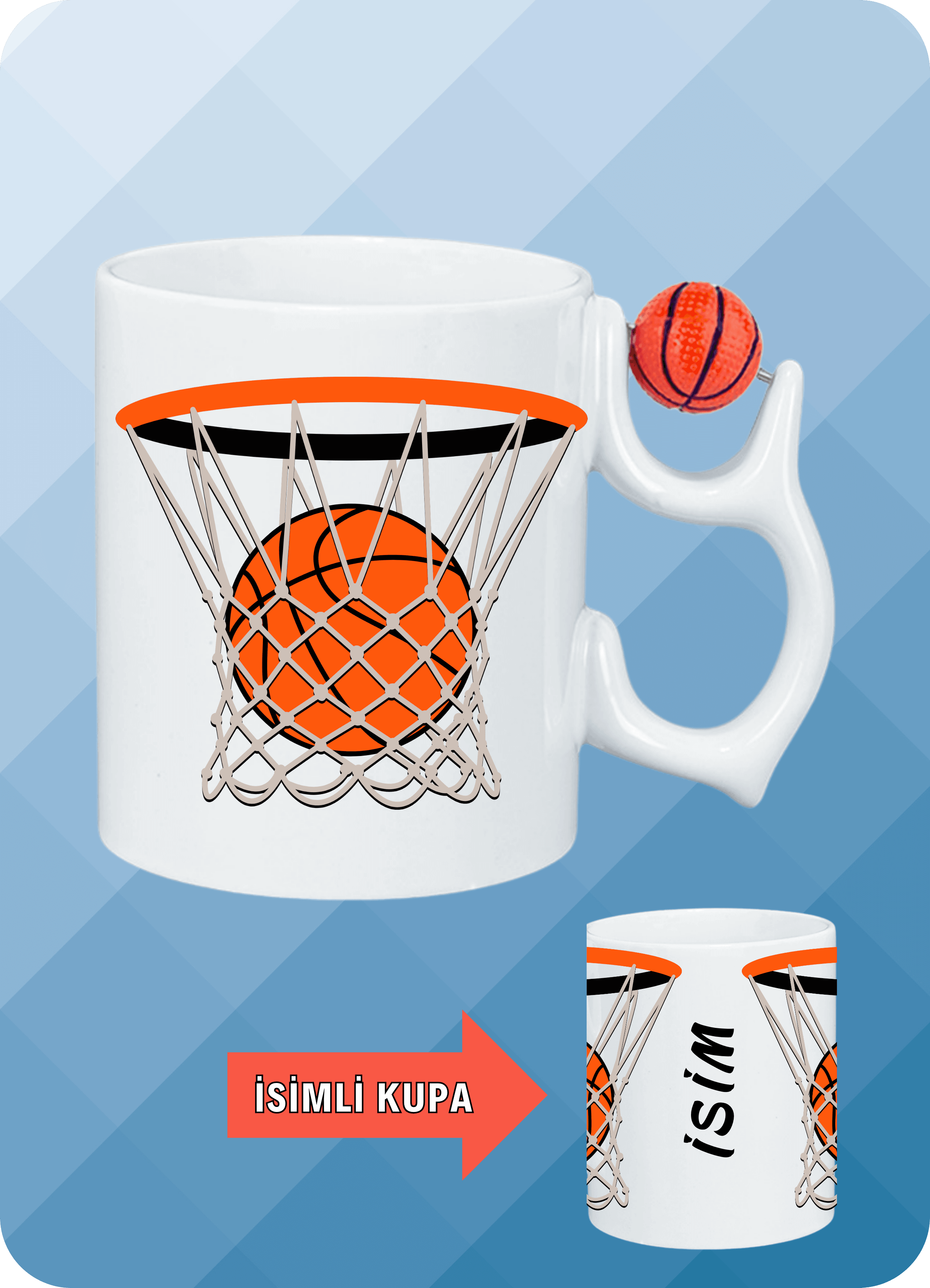 Basketbol Toplu Basket Sever Kupa Bardak Çay Kahve Fincanı-8
