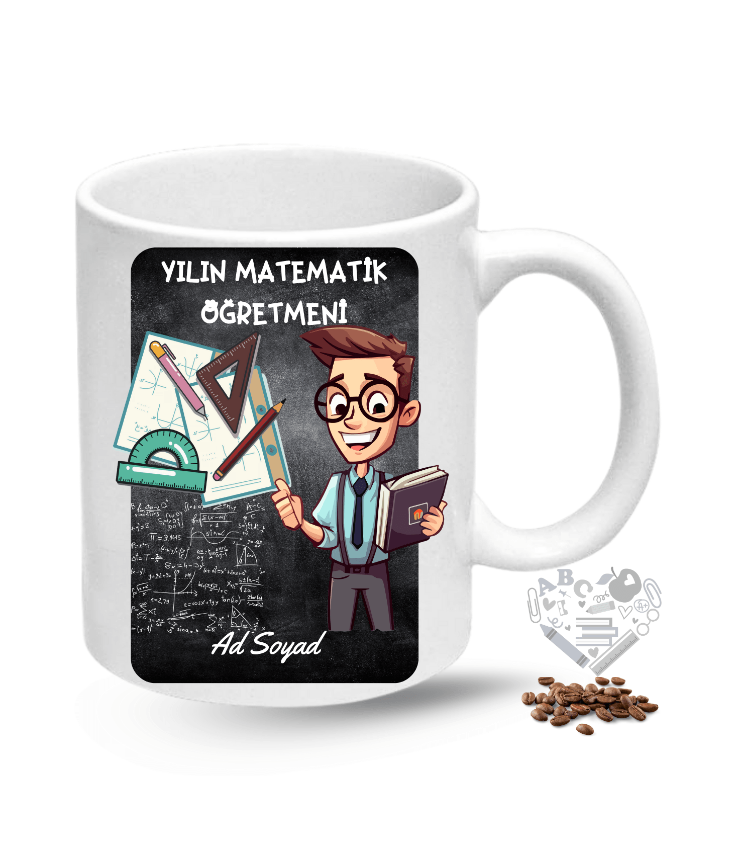 Matematik Öğretmeni Erkek Öğretmenler Günü Hediyesi İsimli Baskılı Porselen Kupa Bardak