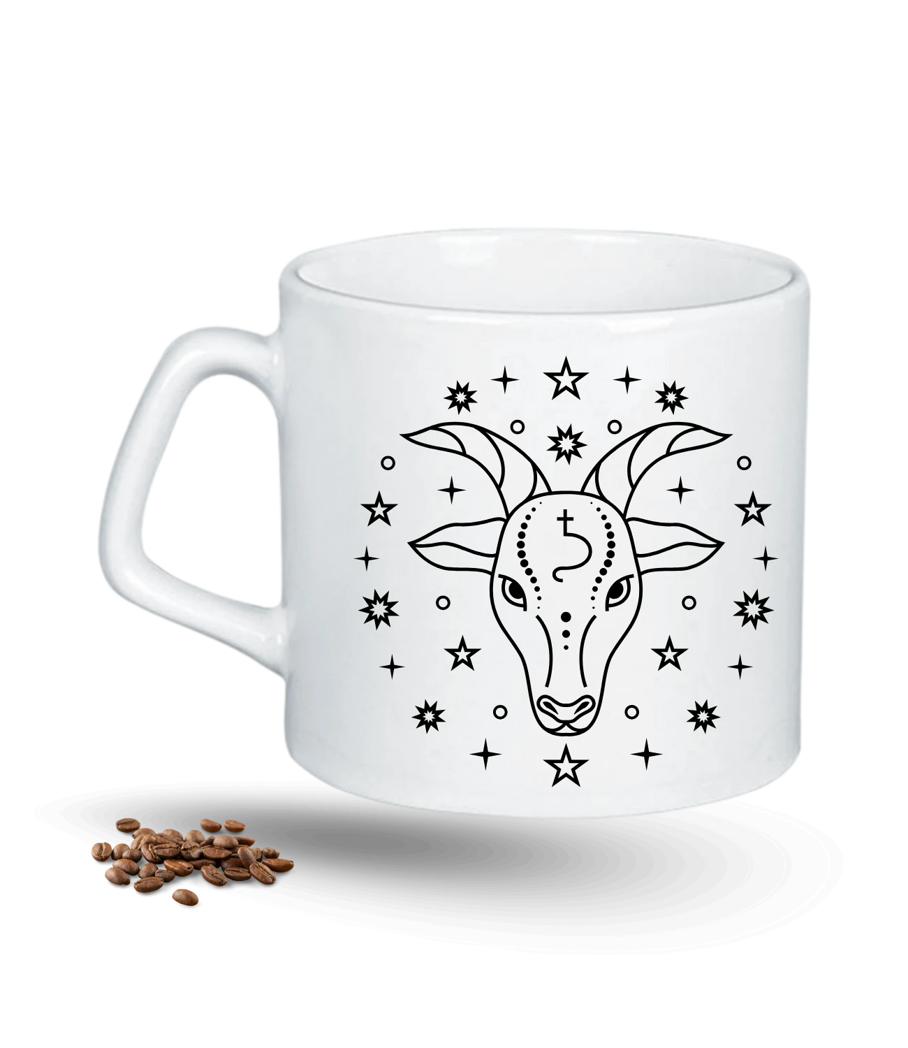 Oğlak Burcu Zodyak Baskılı Porselen Afilli Kupa Bardak