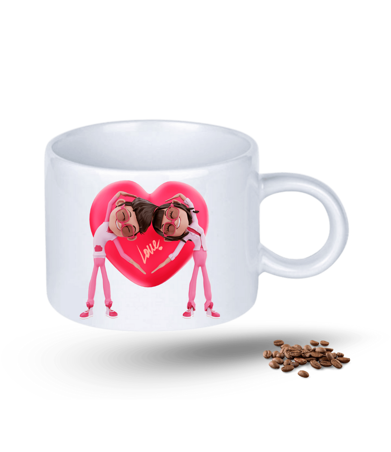 Aşk Temalı Sevgililer Love Kalp Baskılı Porselen Motto Kupa Bardak