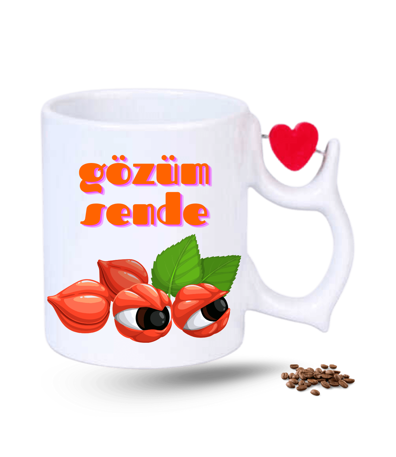 Gözüm Sende Baskılı Porselen Dönen Kalp Figürlü Kupa Bardak