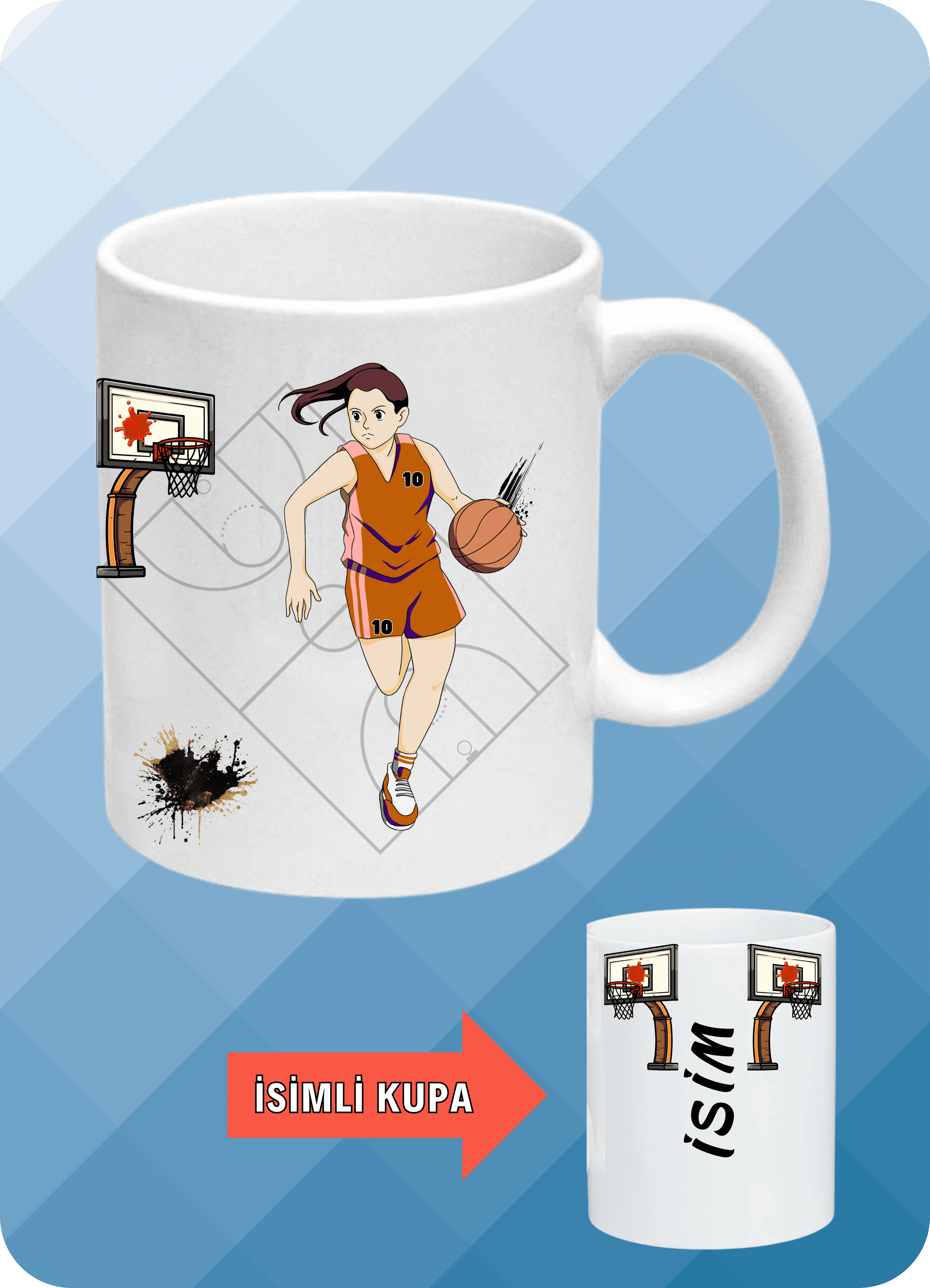 Basketbol Temalı Kadın Basketbolcu Baskılı Basket Sever Kupa Bardak Çay Kahve Fincanı-4