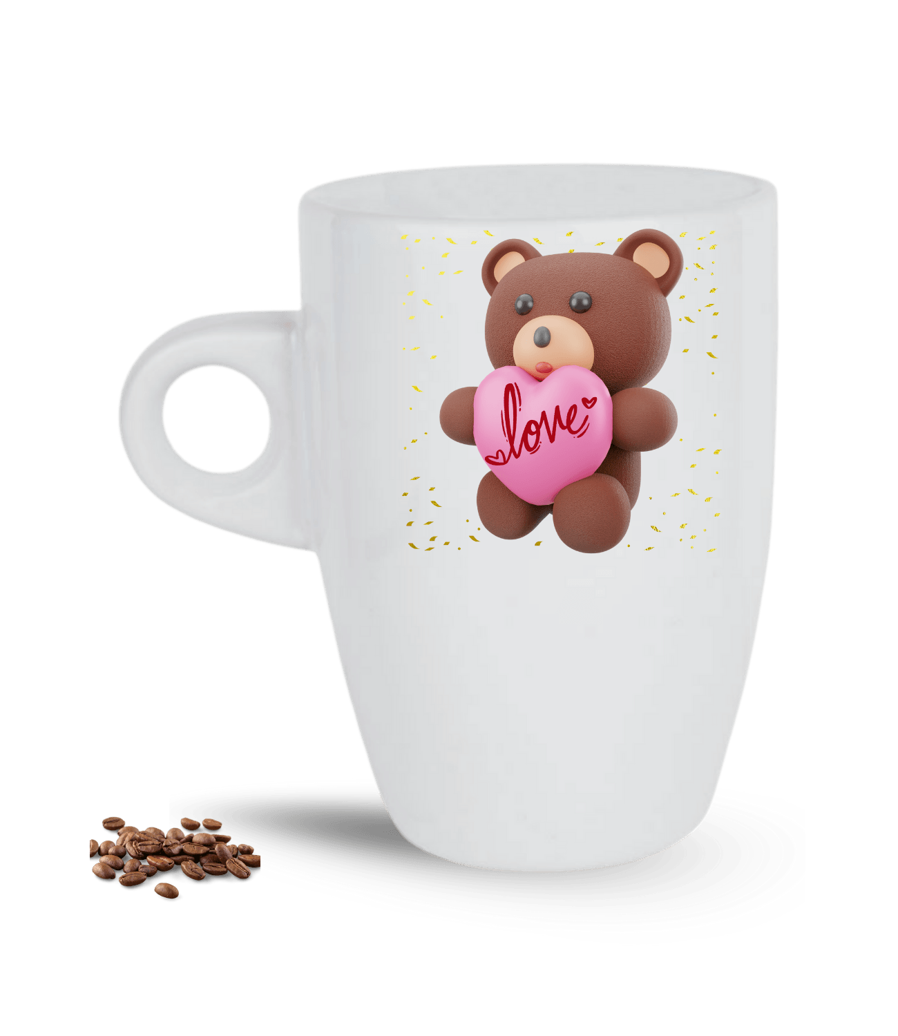 Aşk Temalı Love Ayıcık Baskılı Porselen Latte Kupa Bardak