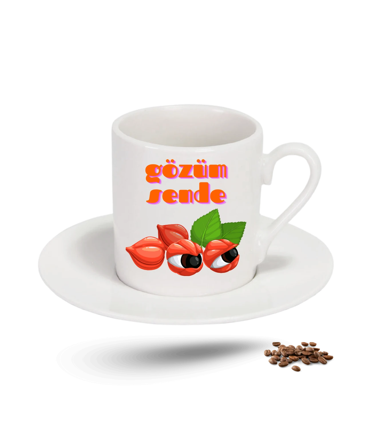 Gözüm Sende Baskılı Porselen Türk Kahvesi Fincanı Tekli