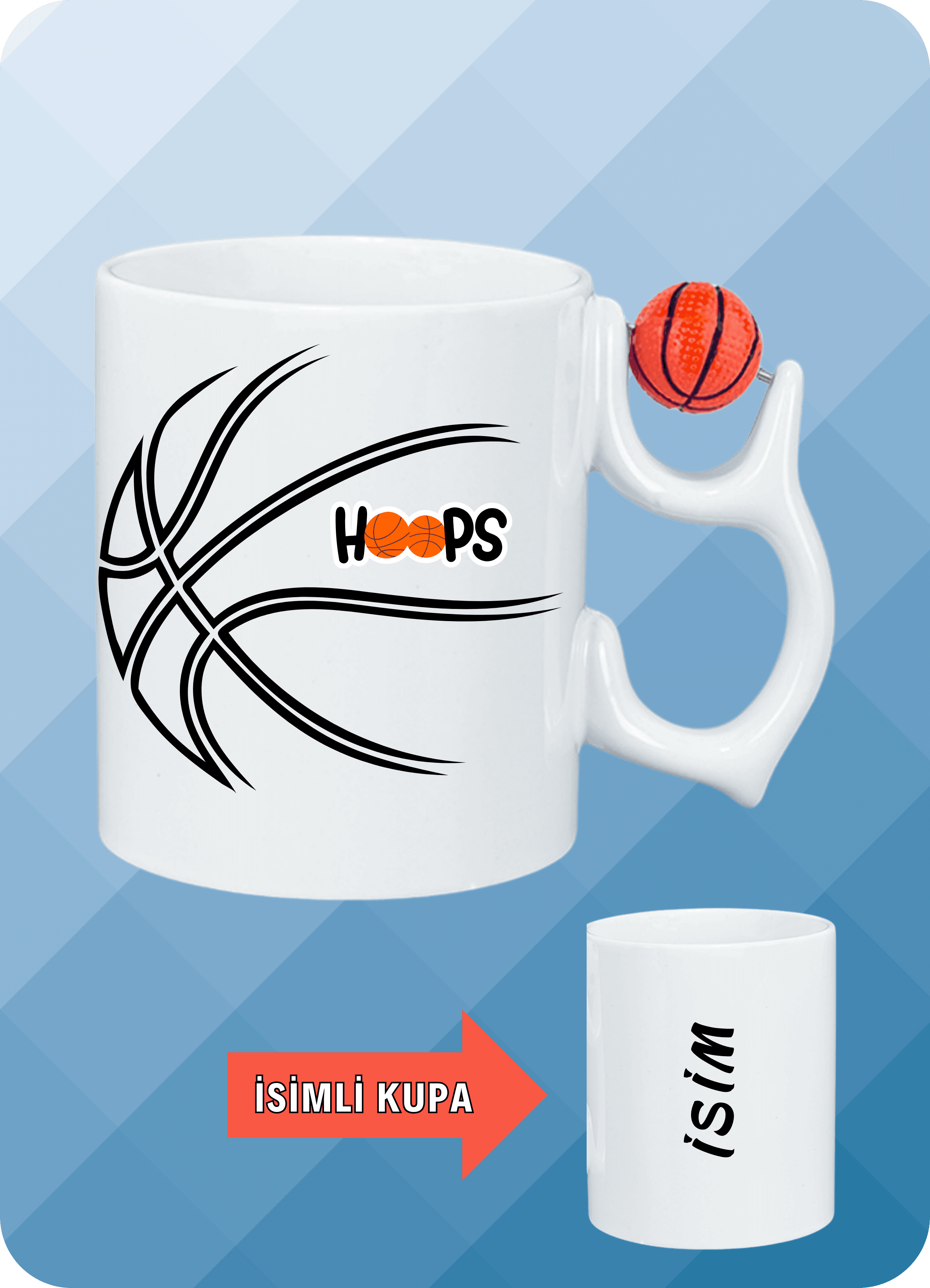 Basketbol Toplu Basket Sever Kupa Bardak Çay Kahve Fincanı-3