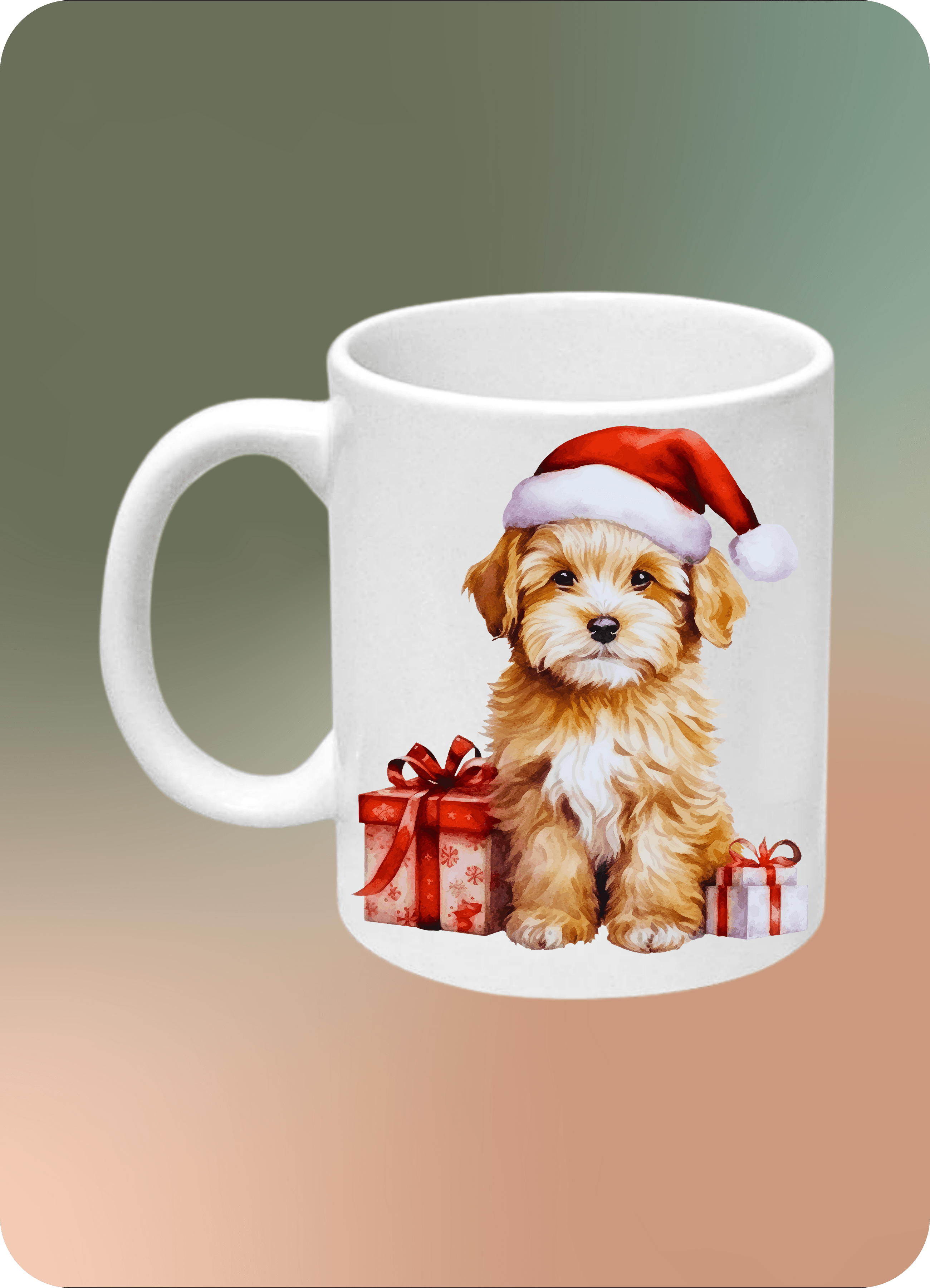 Noel Terrier Köpek Baskılı Kupa Bardak Çay Kahve Fincanı