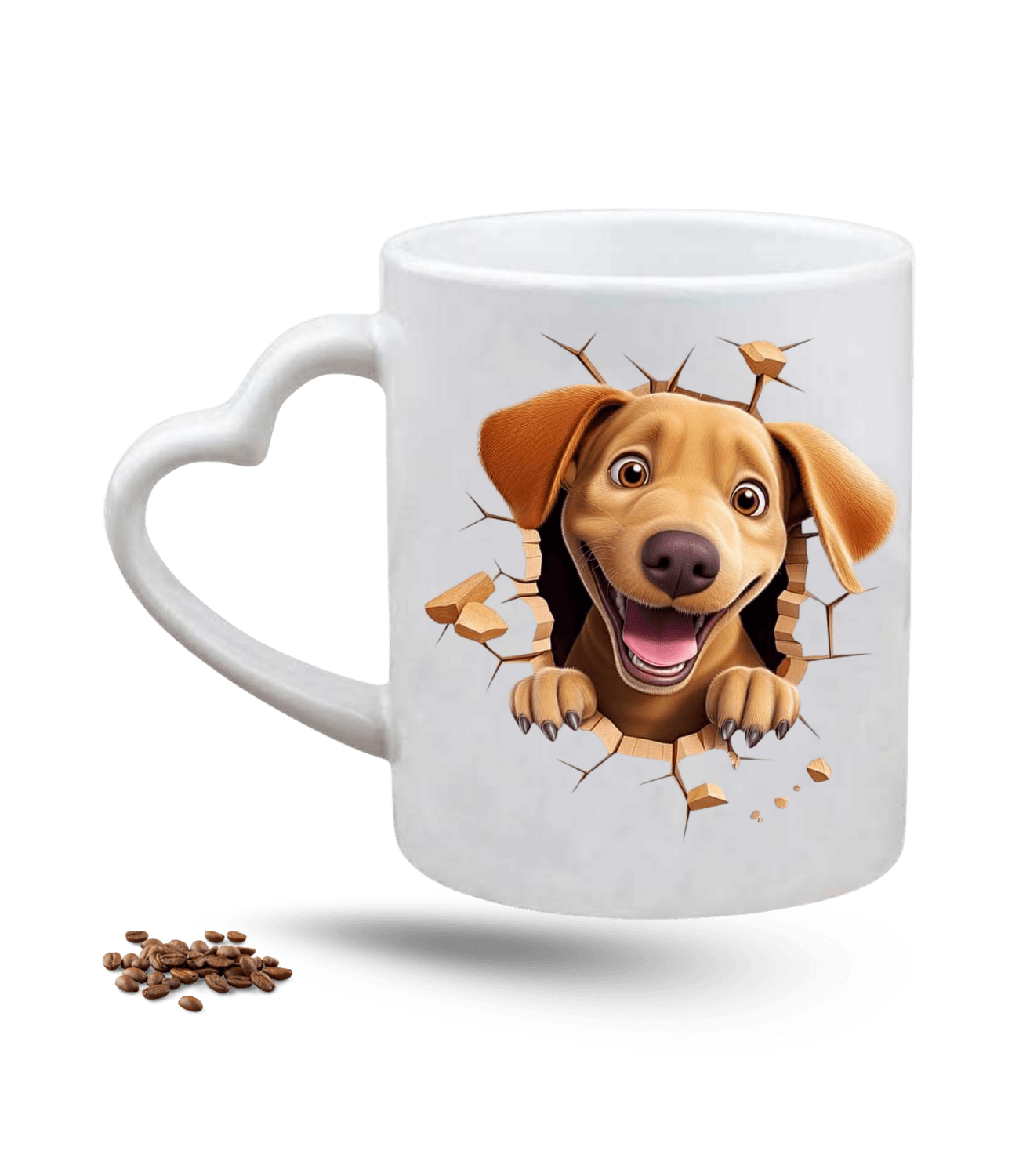 Sevimli Köpek Temalı Köpek Sever Baskılı Porselen Kalp Kulp Kupa Bardak