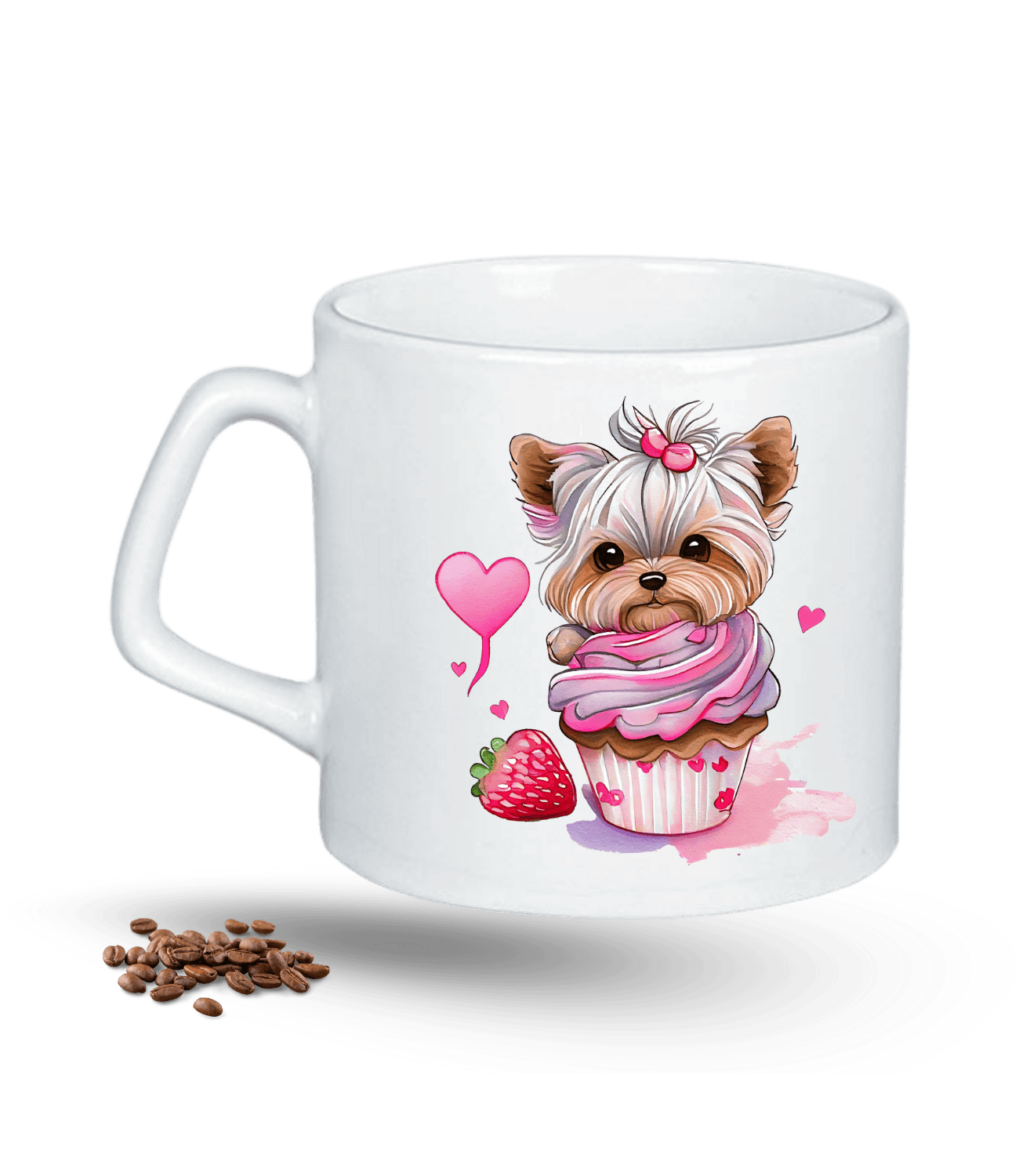 Terrier Cute Köpek Sever Baskılı Porselen Afilli Kupa Bardak