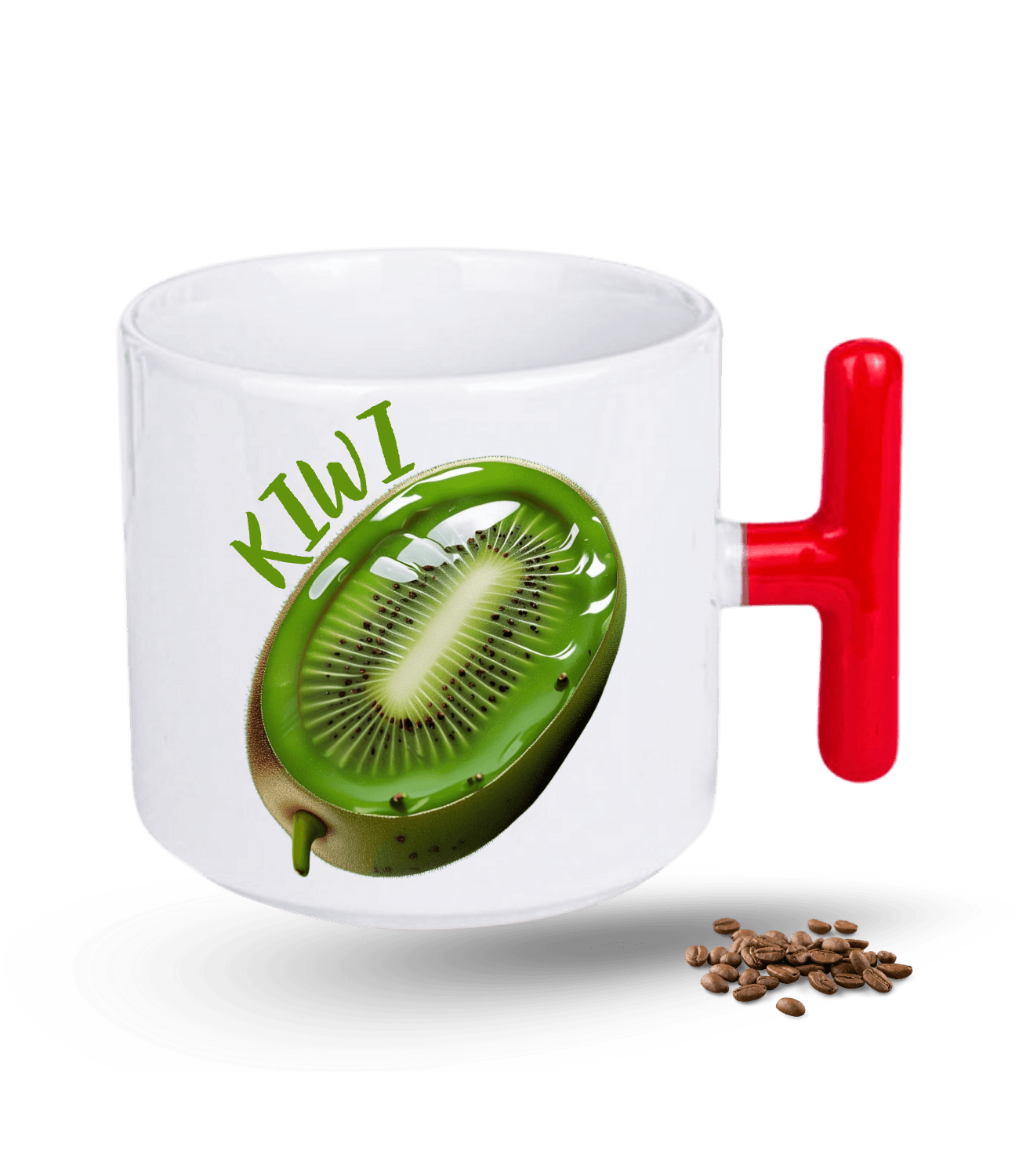 3d Kiwi Baskılı T Saplı Porselen Kupa Bardak