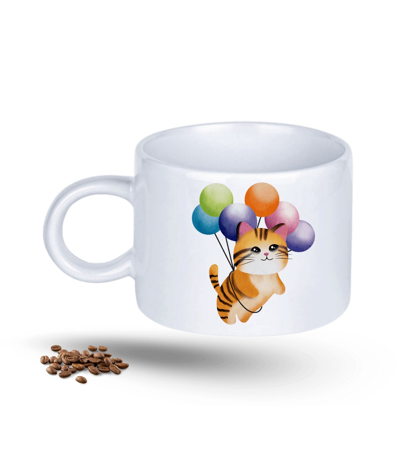Balonlu Kedi Temalı Kedi Sever Baskılı Porselen Motto Kupa Bardak