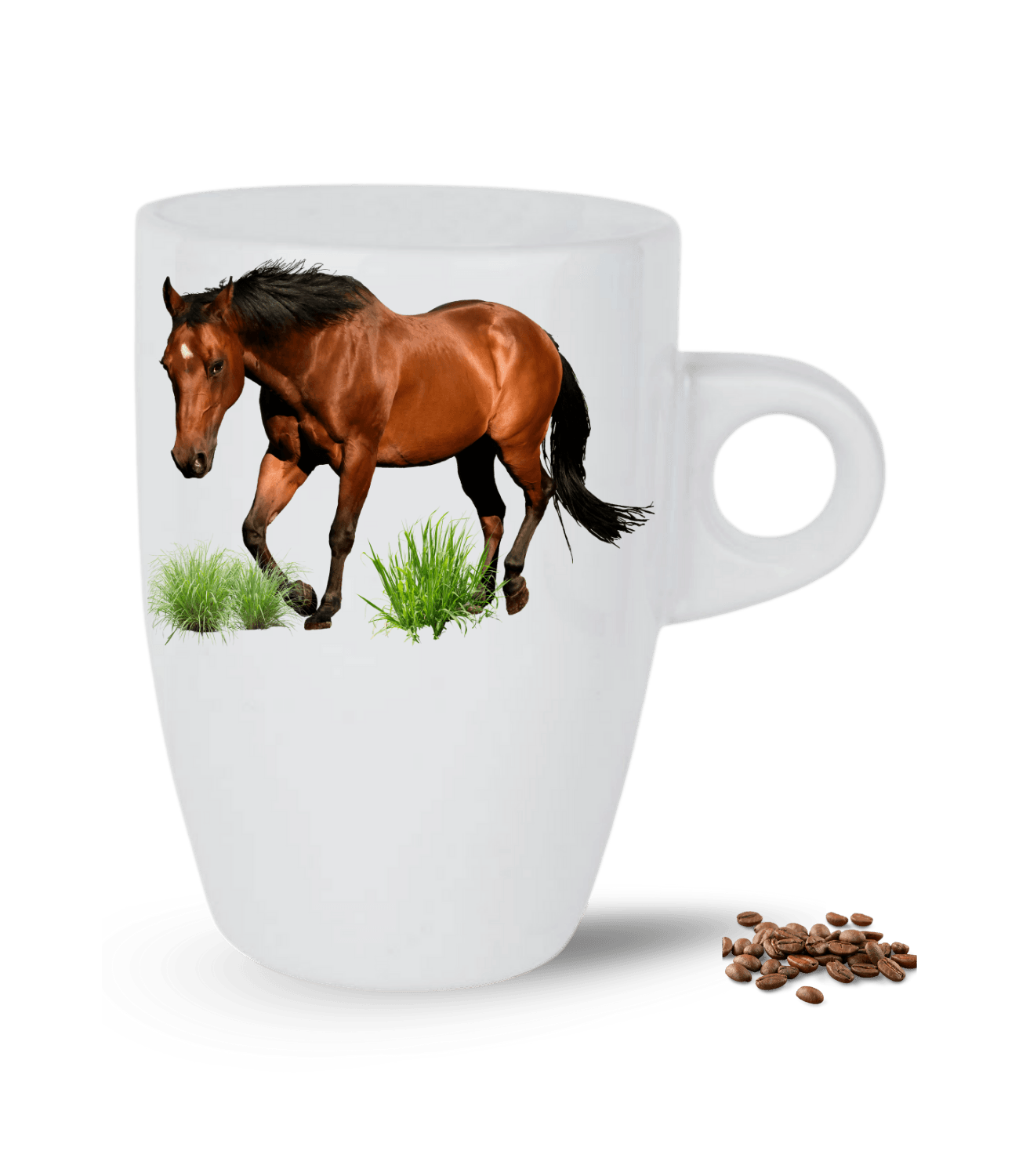 At Temalı At Sever Baskılı Porselen Latte Kupa Bardak