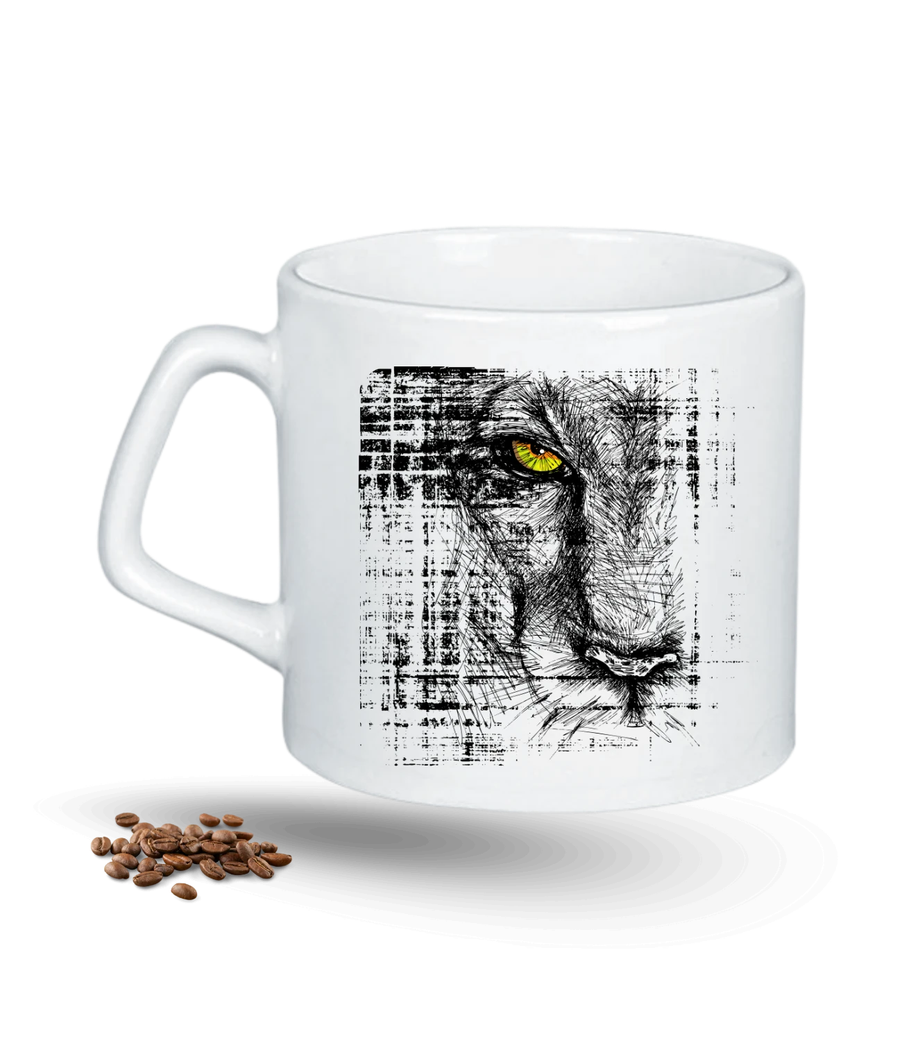 Kaplan Gözü Temalı Kaplan Sever Baskılı Porselen Afilli Kupa Bardak