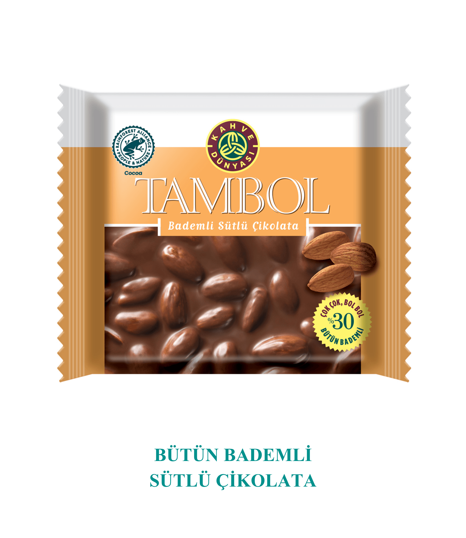 TamBol Bütün Bademli Tablet Sütlü Çikolata Kahve Dünyası 77gr