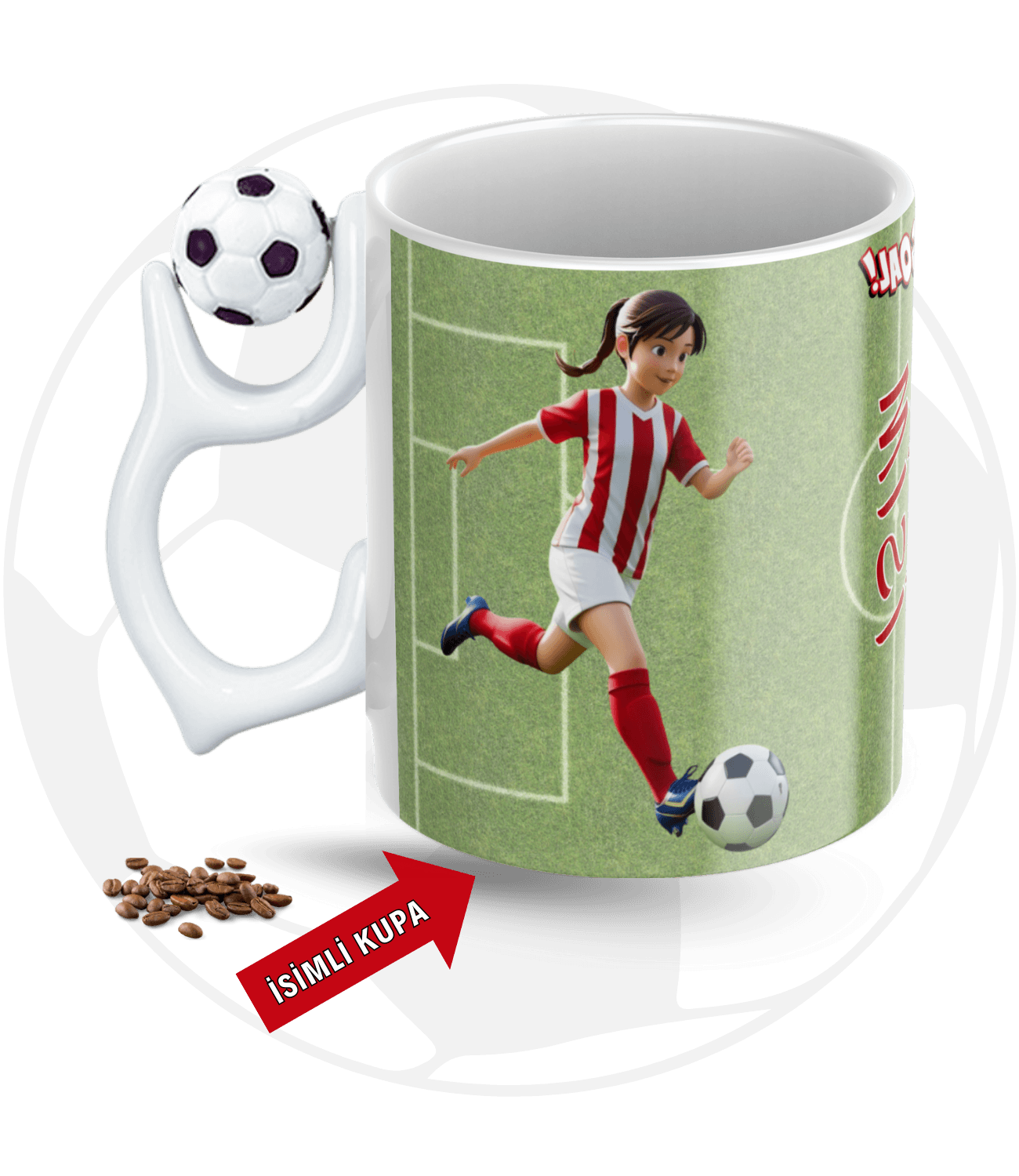 Milli Takım Kadın Futbolcu Futbol Toplu Kupa + Baskılı Pamuklu Tişört Kombin