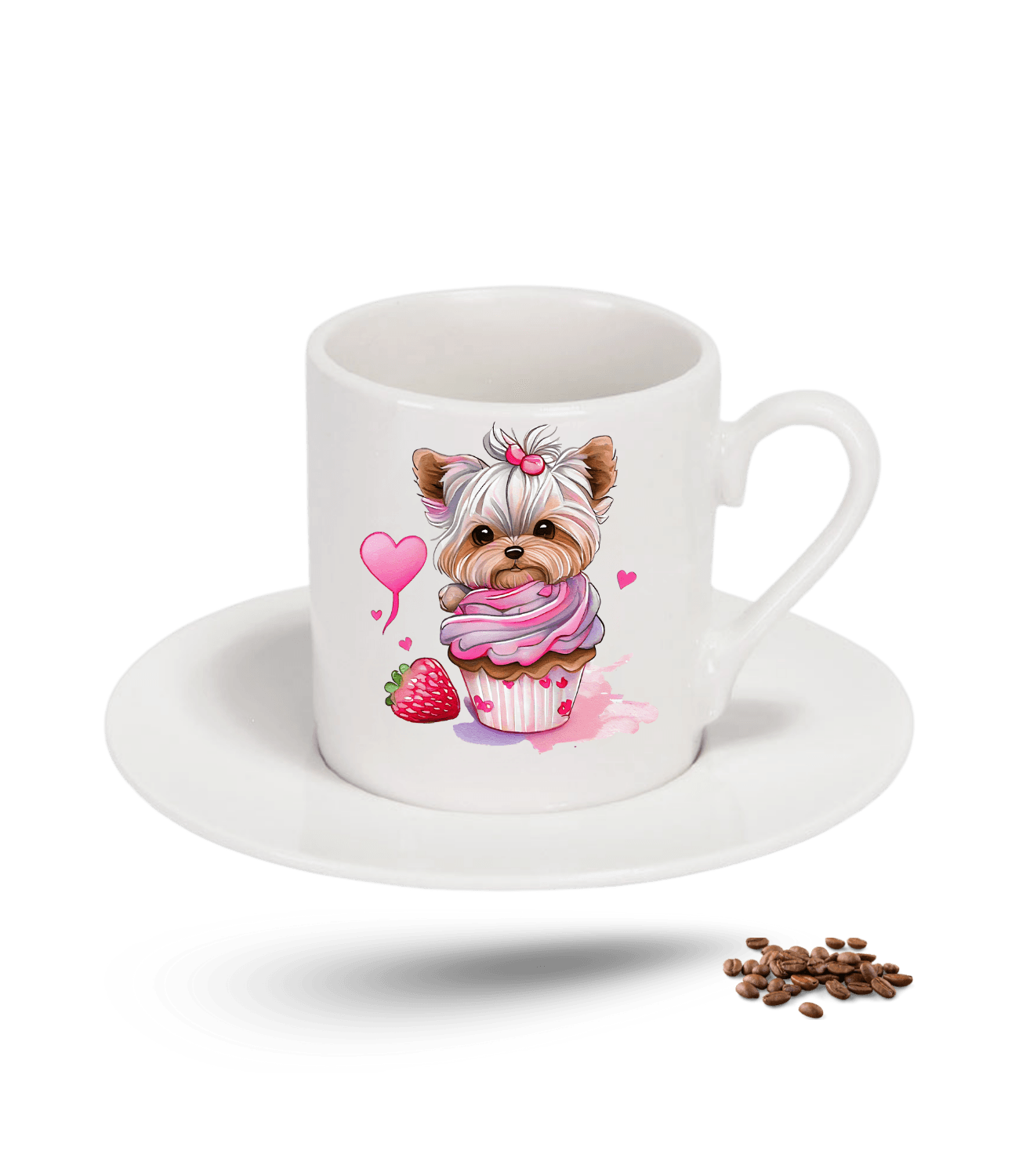 Terrier Cute Köpek Sever Baskılı Porselen Türk Kahvesi Fincanı Tekli
