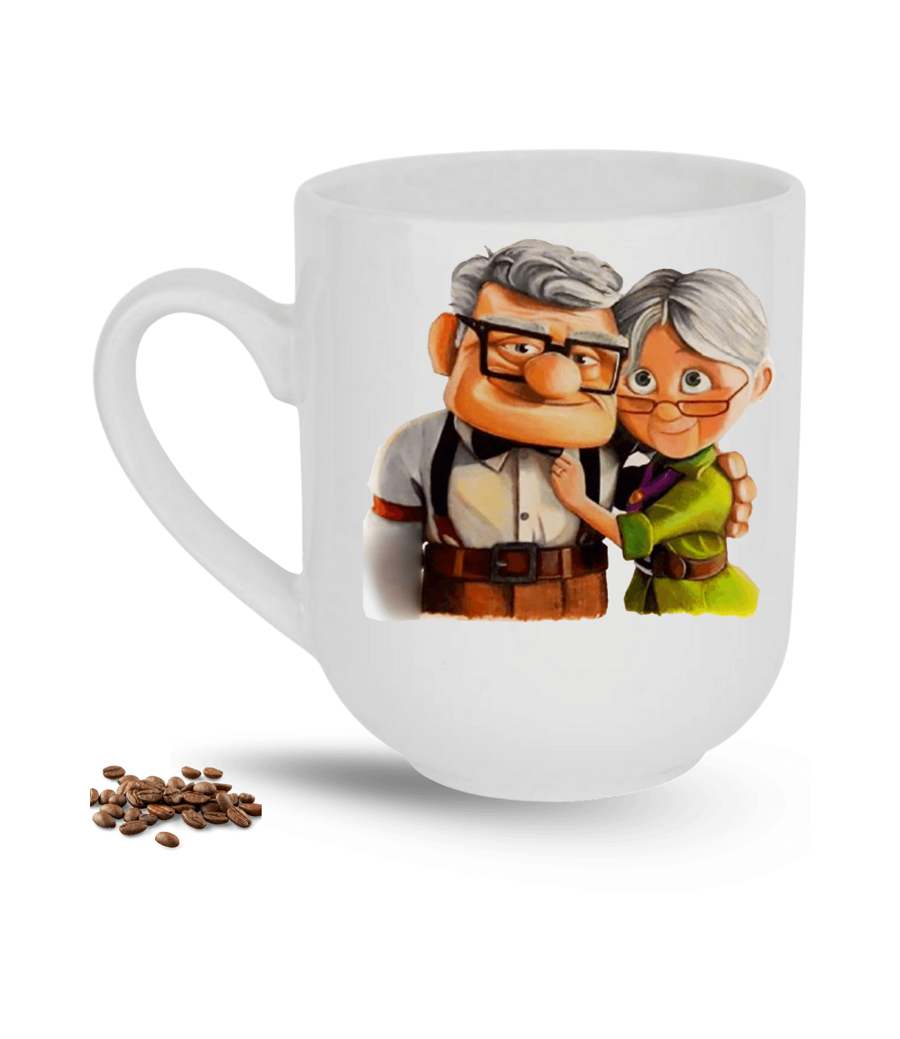 Yukarı Bak Yaşlı Çift Carl and Ellie Baskılı Elit Lüx Porselen Kupa Bardak