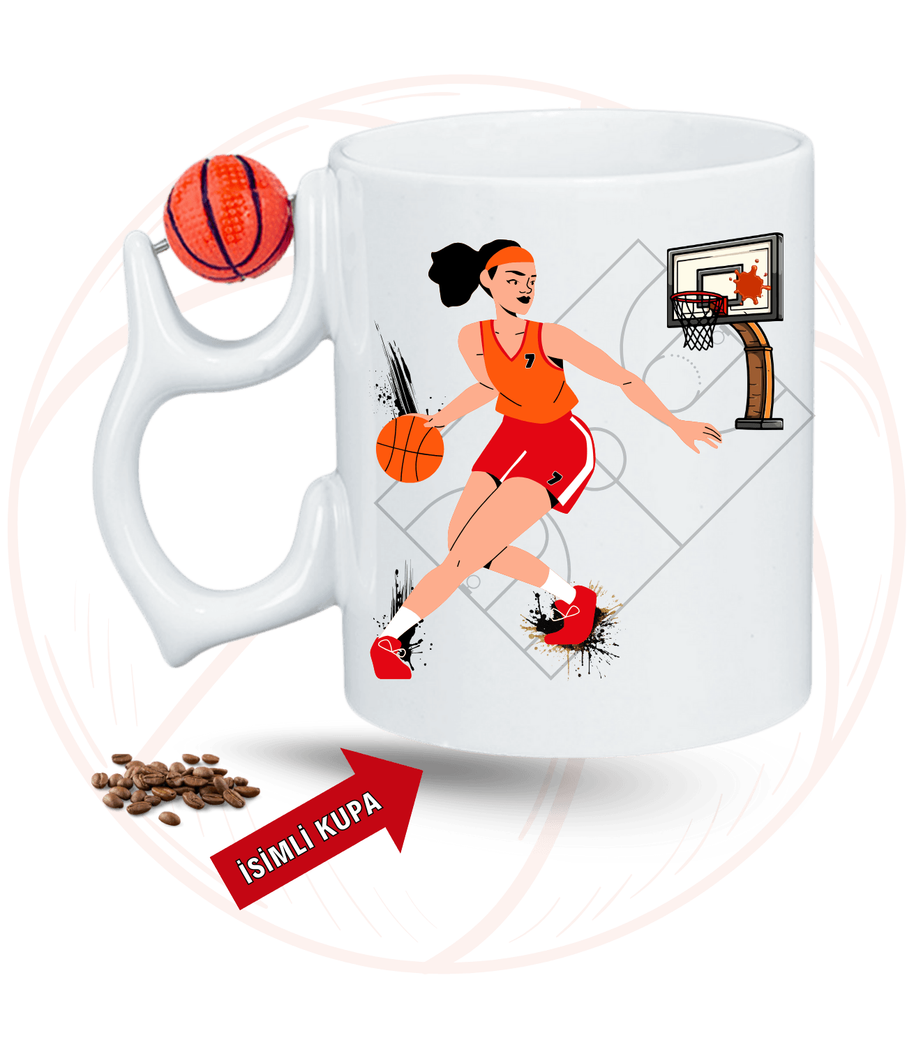 Basketbol Kadın Oyunculu Basketbol Toplu Kupa + Baskılı Pamuklu Tişört Kombin-4