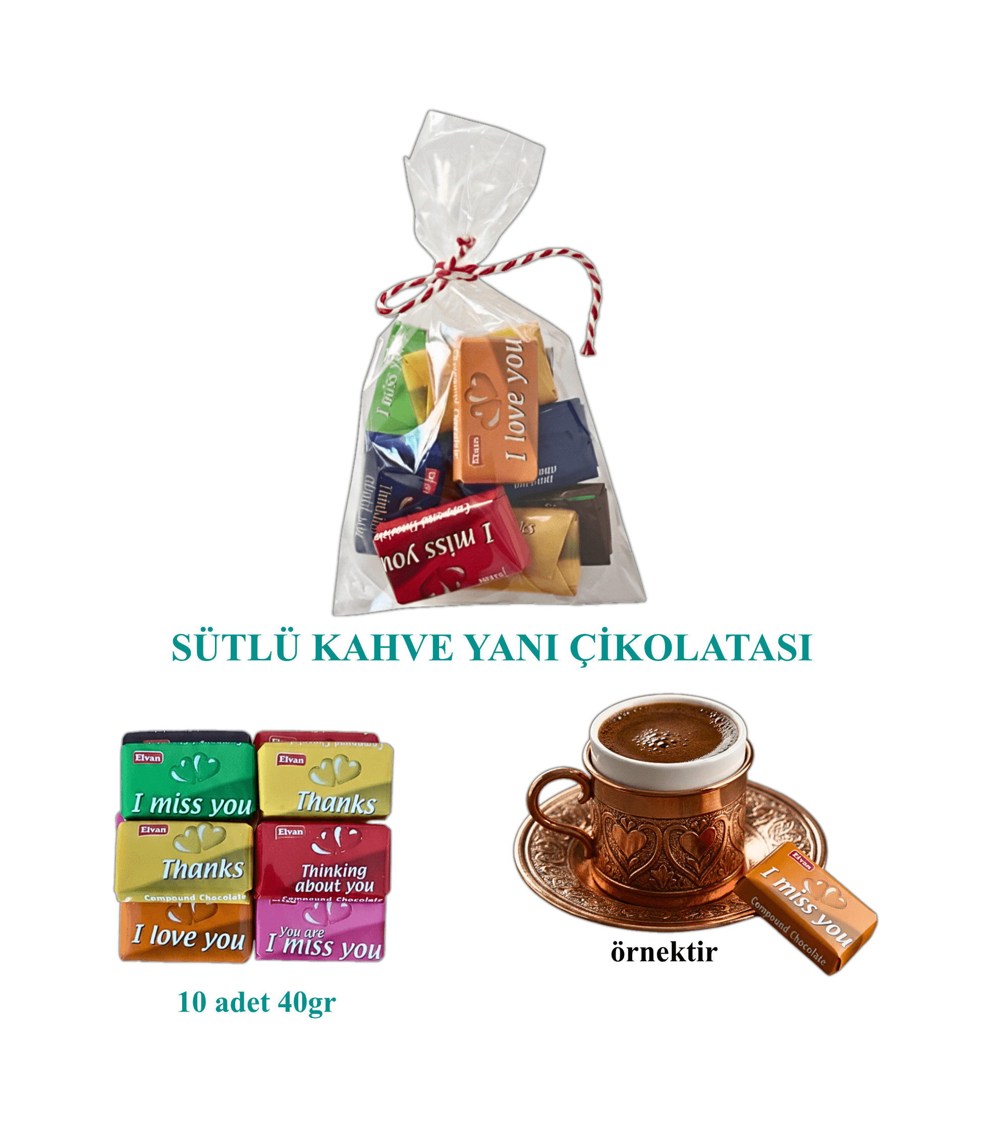 Kahve Yanı Çikolatası Sütlü Paket 40gr