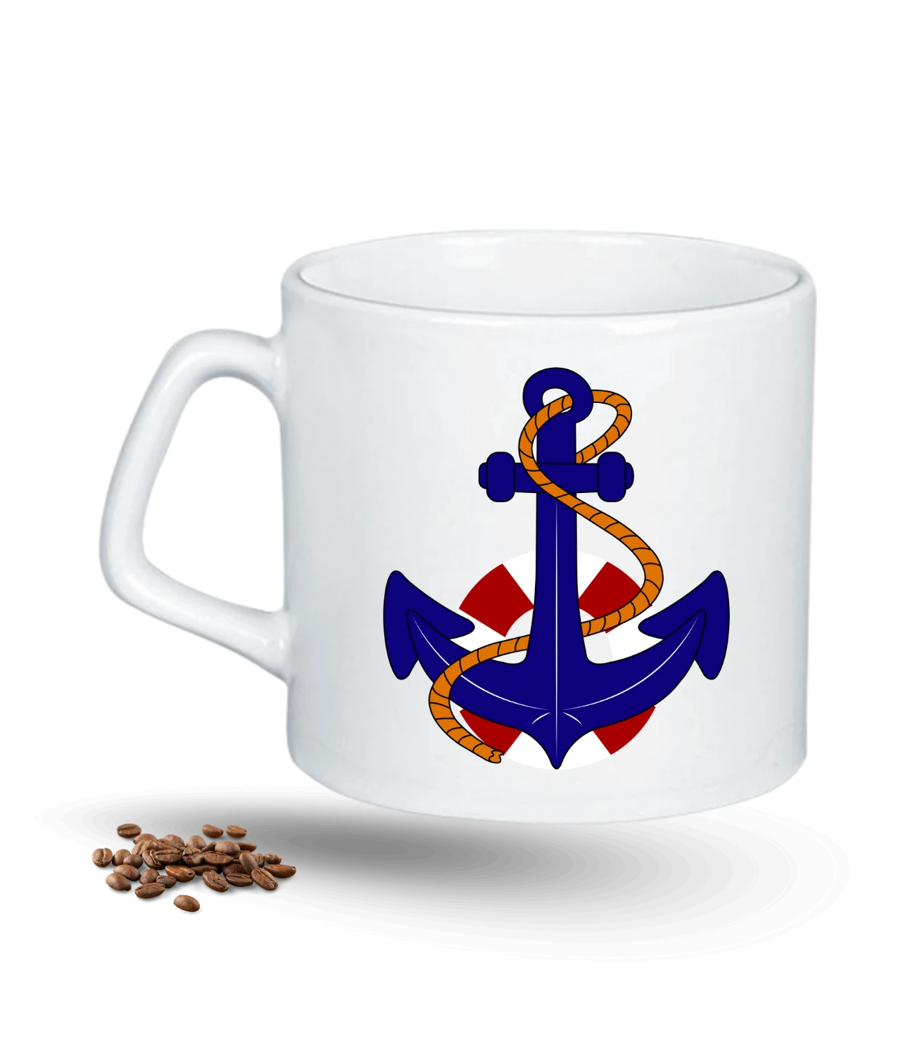 Denizci Temalı Çapa Baskılı Porselen Afilli Kupa Bardak