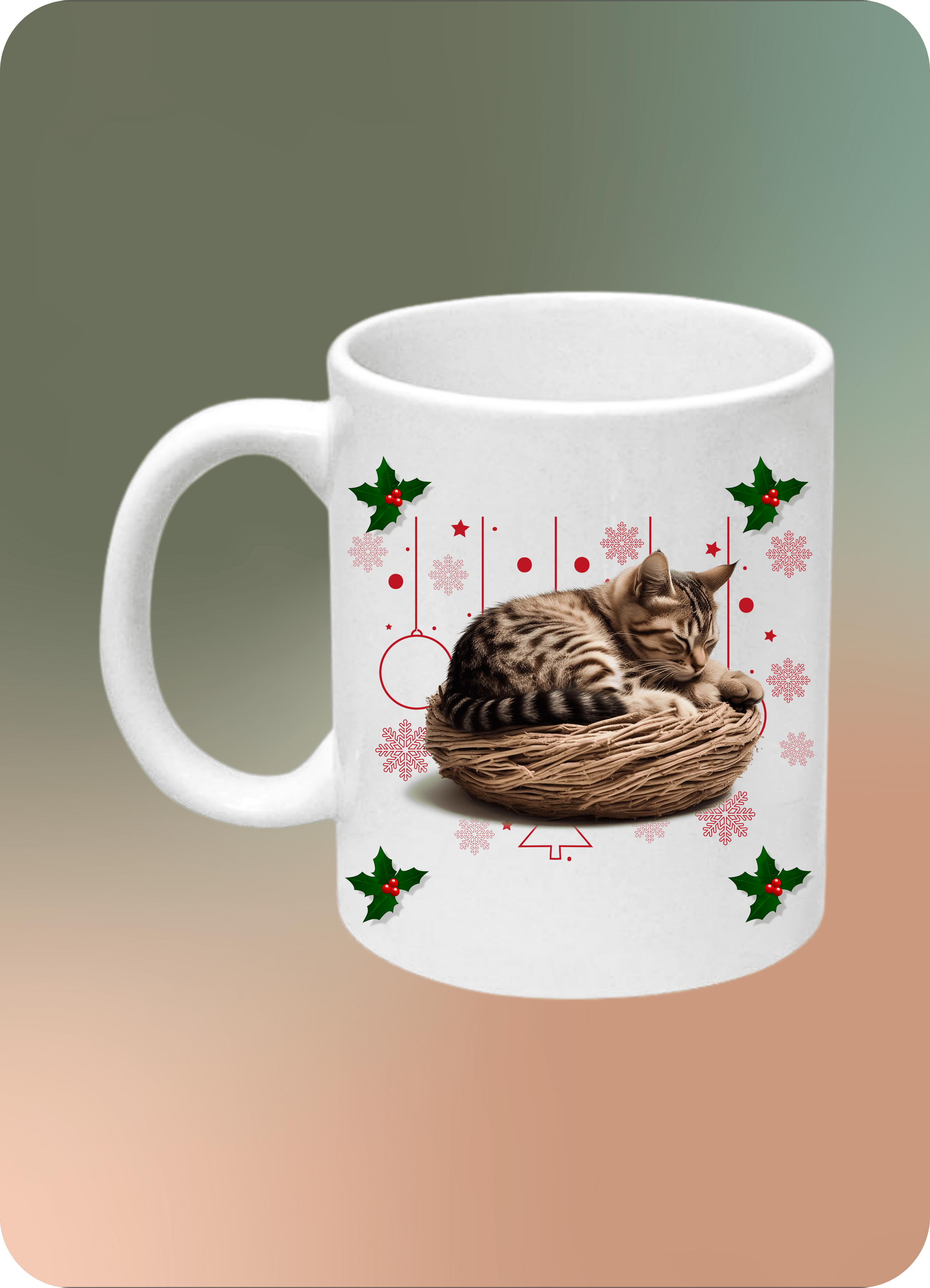 Noel Kedisi Baskılı Cute Cats Kupa Bardak Çay Kahve Fincanı