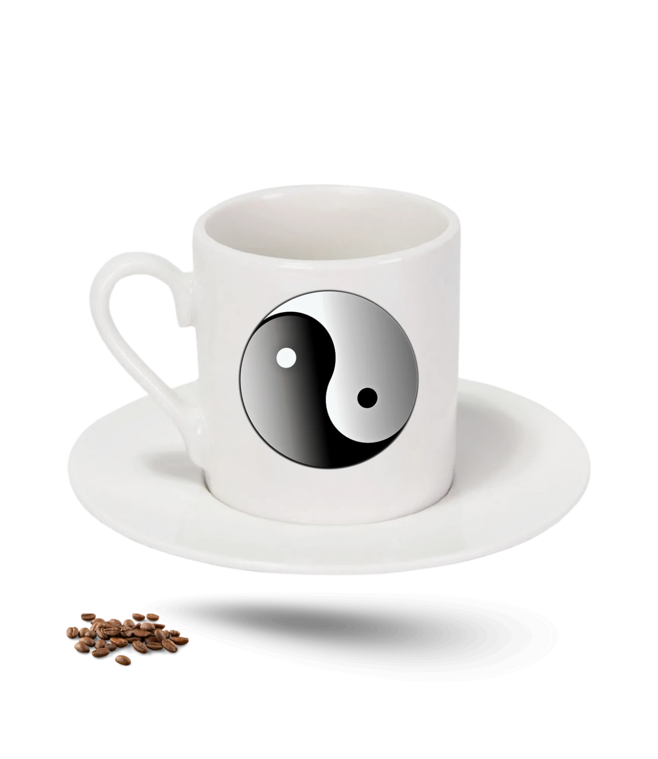 Zodyak Temalı Ying Yang Denge Baskılı Porselen Türk Kahvesi Fincanı Tekli