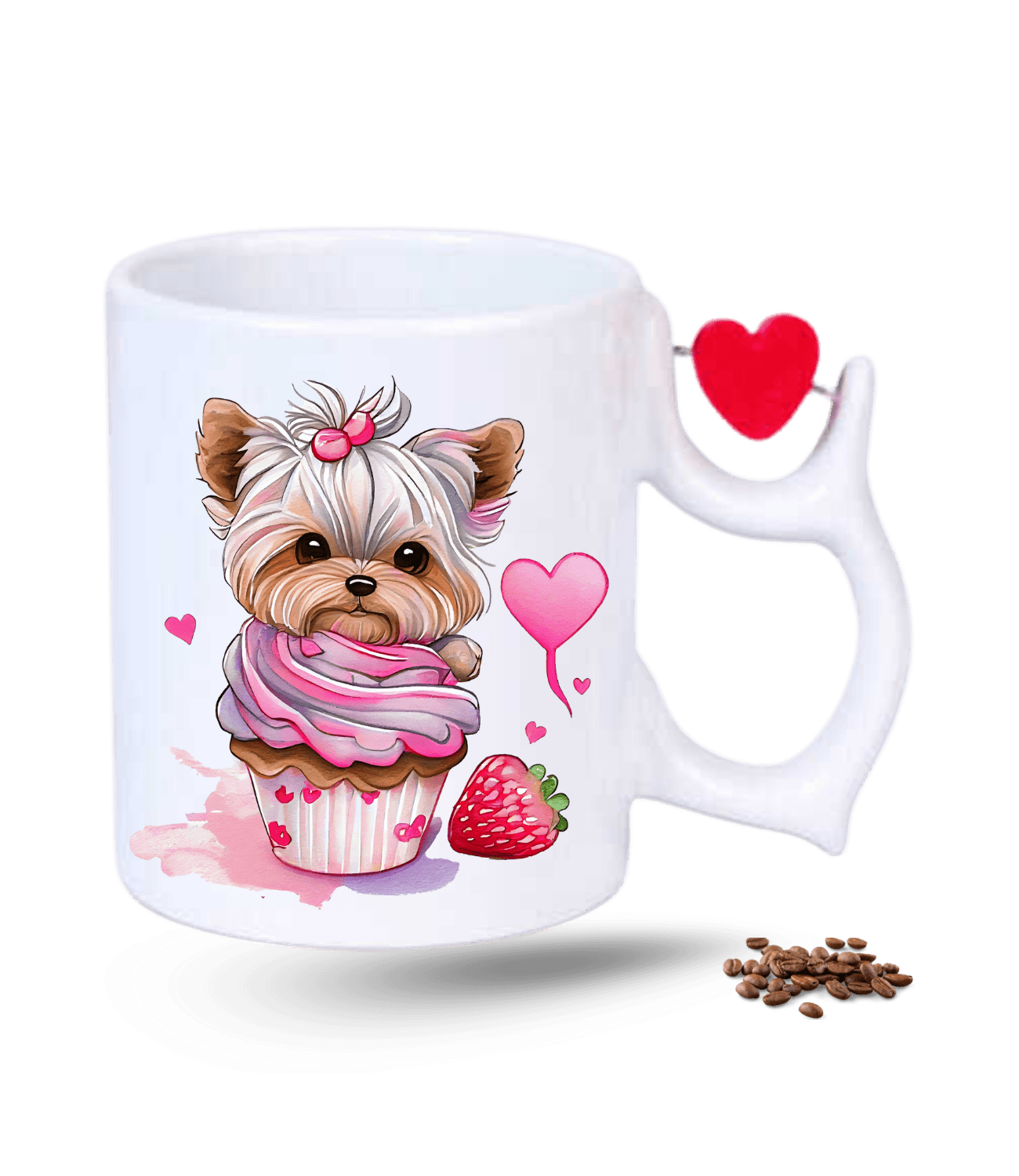 Terrier Cute Köpek Sever Baskılı Porselen Dönen Kalp Figürlü Kupa Bardak