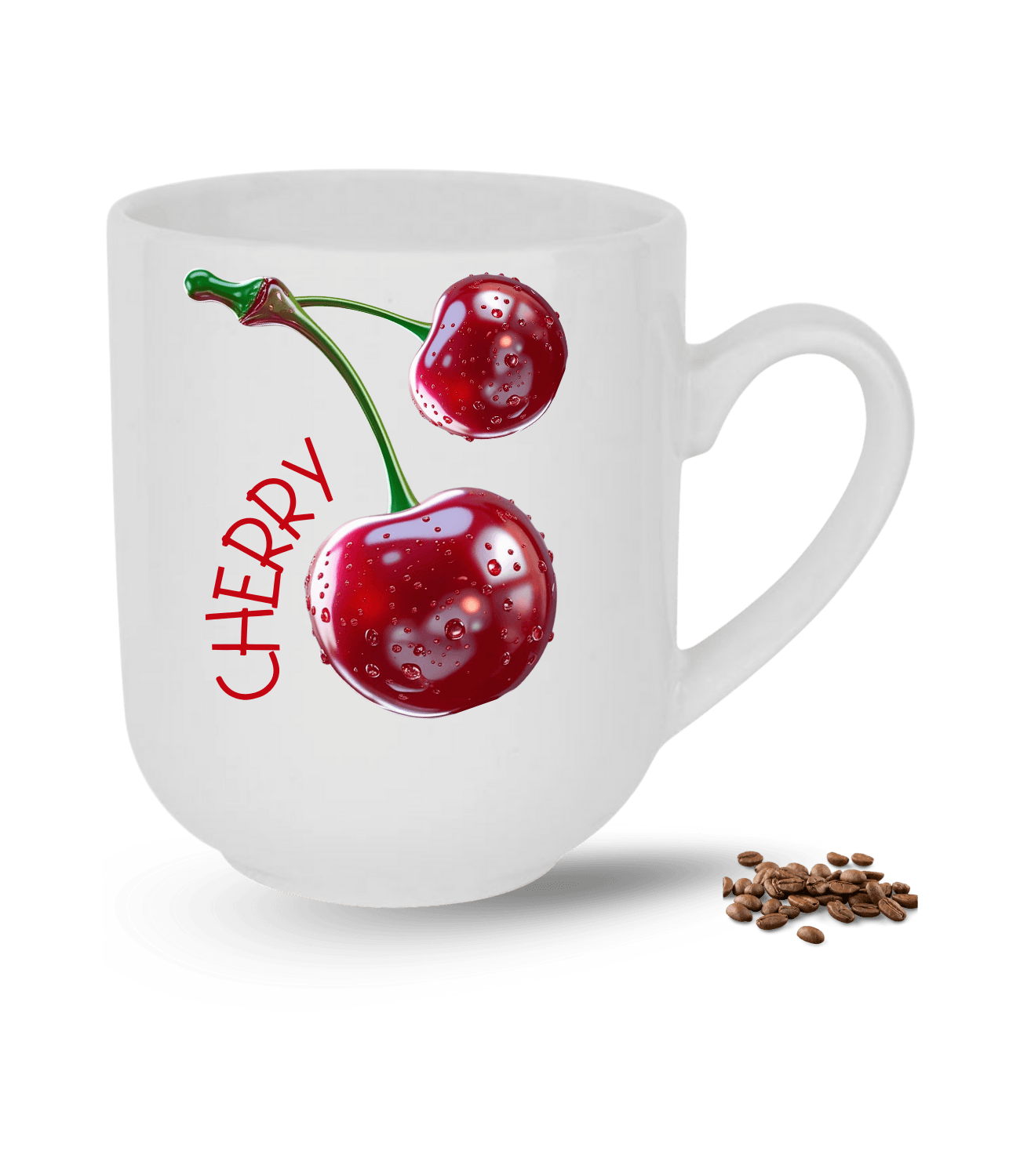 3d Kiraz Cherry Baskılı Elit Lüx Porselen Kupa Bardak