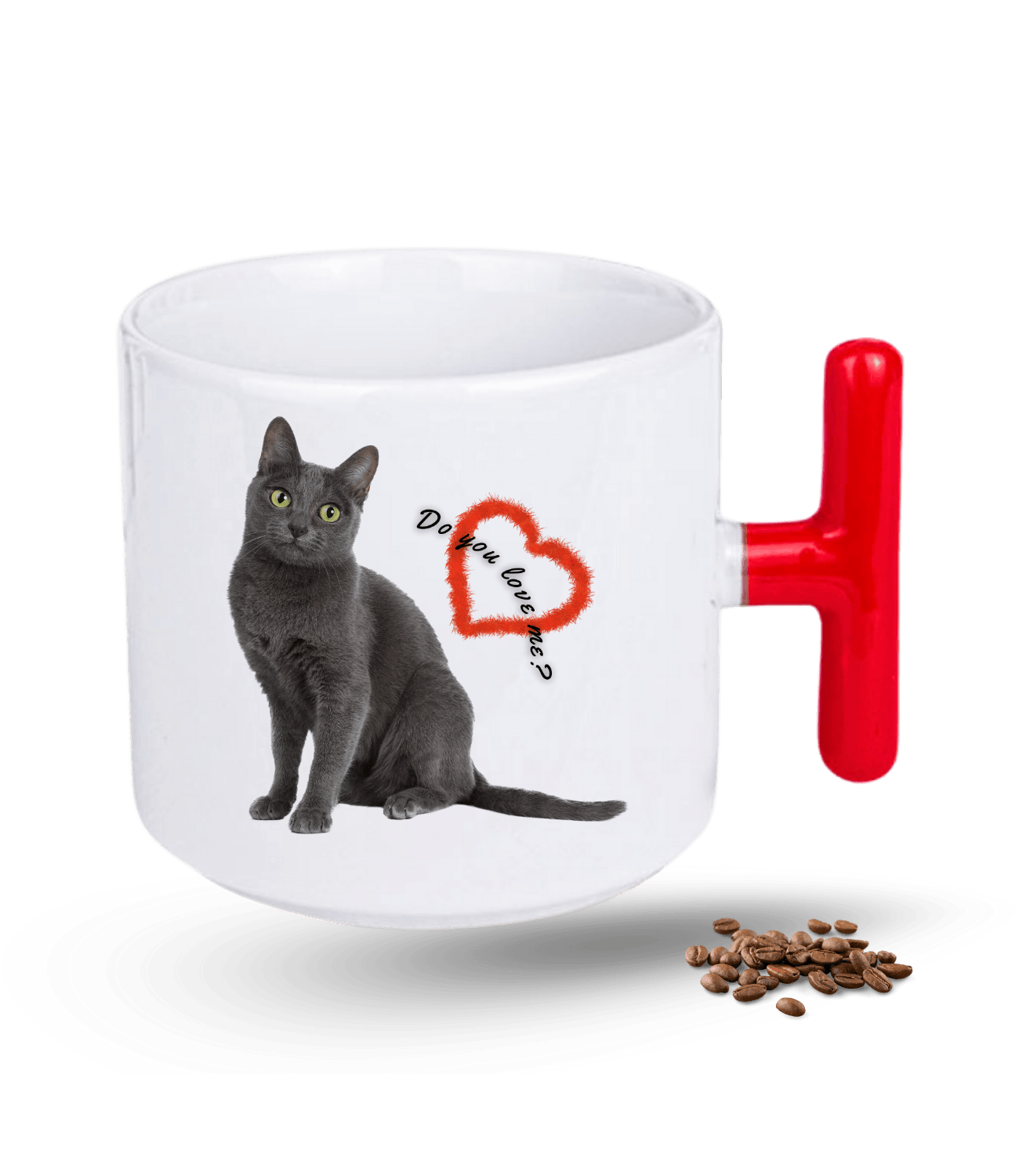 British Kedi Temalı Kedi Sever Baskılı T Saplı Porselen Kupa Bardak