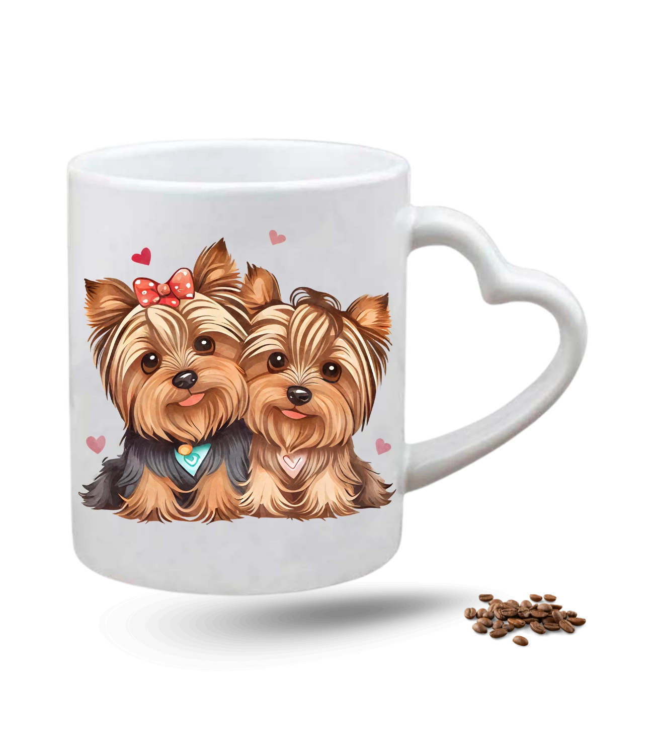 Terrier Cute Köpek Sever Kalpli Baskılı Porselen Kalp Kulp Kupa Bardak