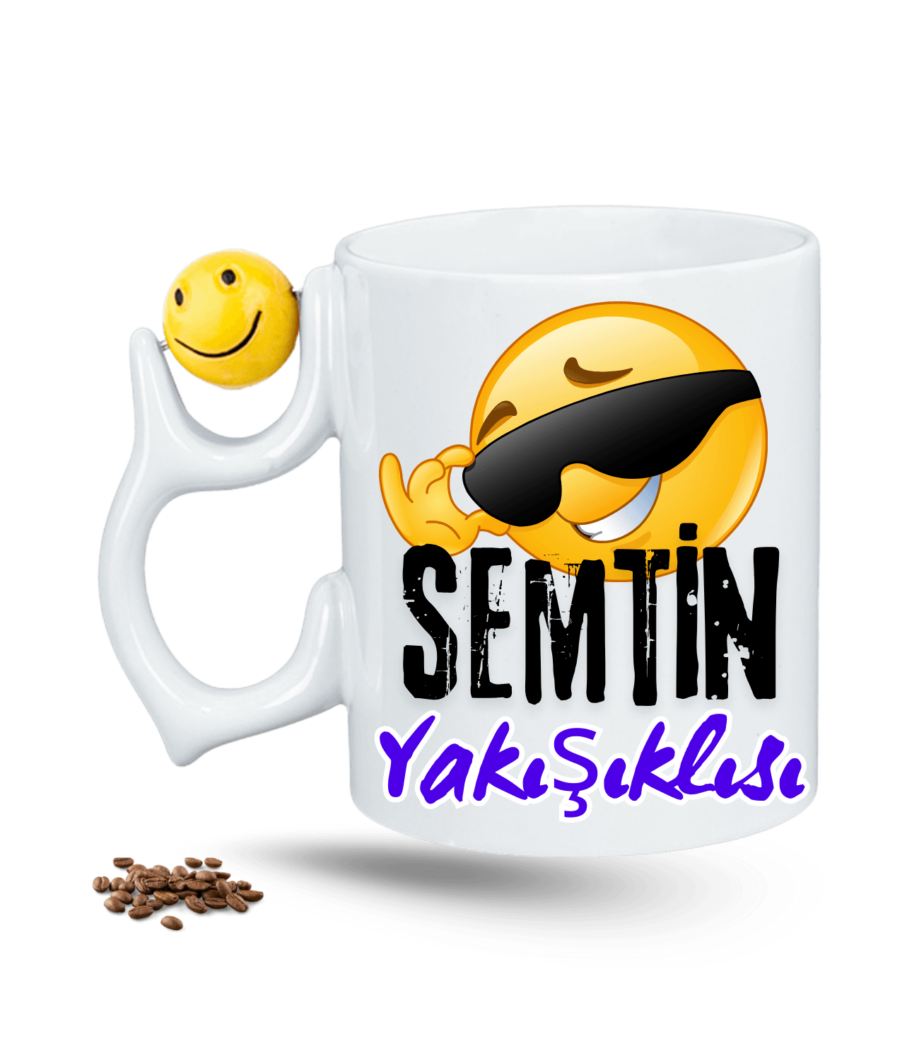 Semtin Yakışıklısı Baskılı Emoji Dönen Toplu Kupa Bardak Çay Kahve Fincanı