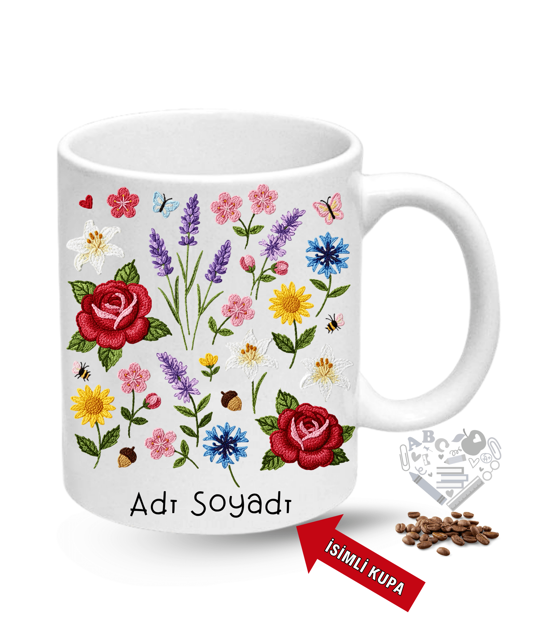 Öğretmenler Günü Hediyesi İsimli Baskılı Porselen Kupa Bardak -3