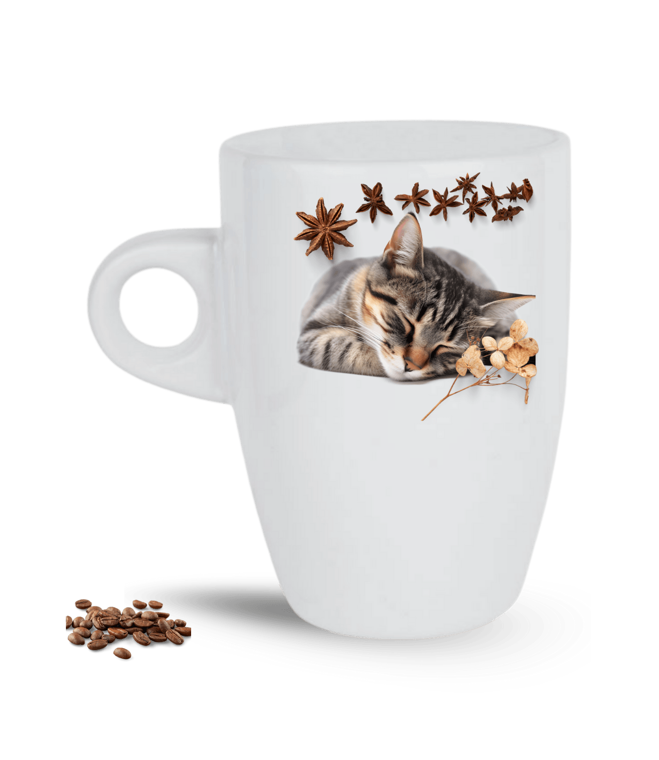Uykucu Kedi Temalı Kedi Sever Baskılı Porselen Latte Kupa Bardak