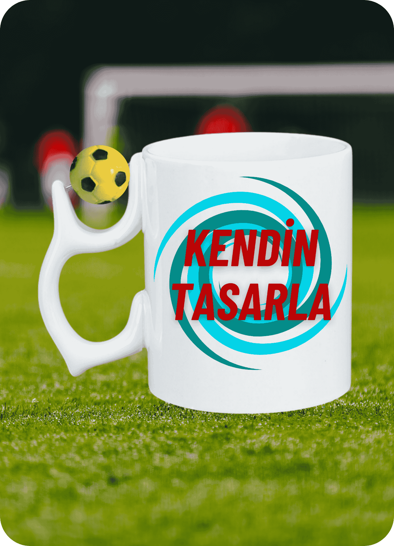 Sarı Lacivert Futbol Toplu Kişiye Özel İsimli Resimli Kupa Bardak Çay Kahve Fincanı