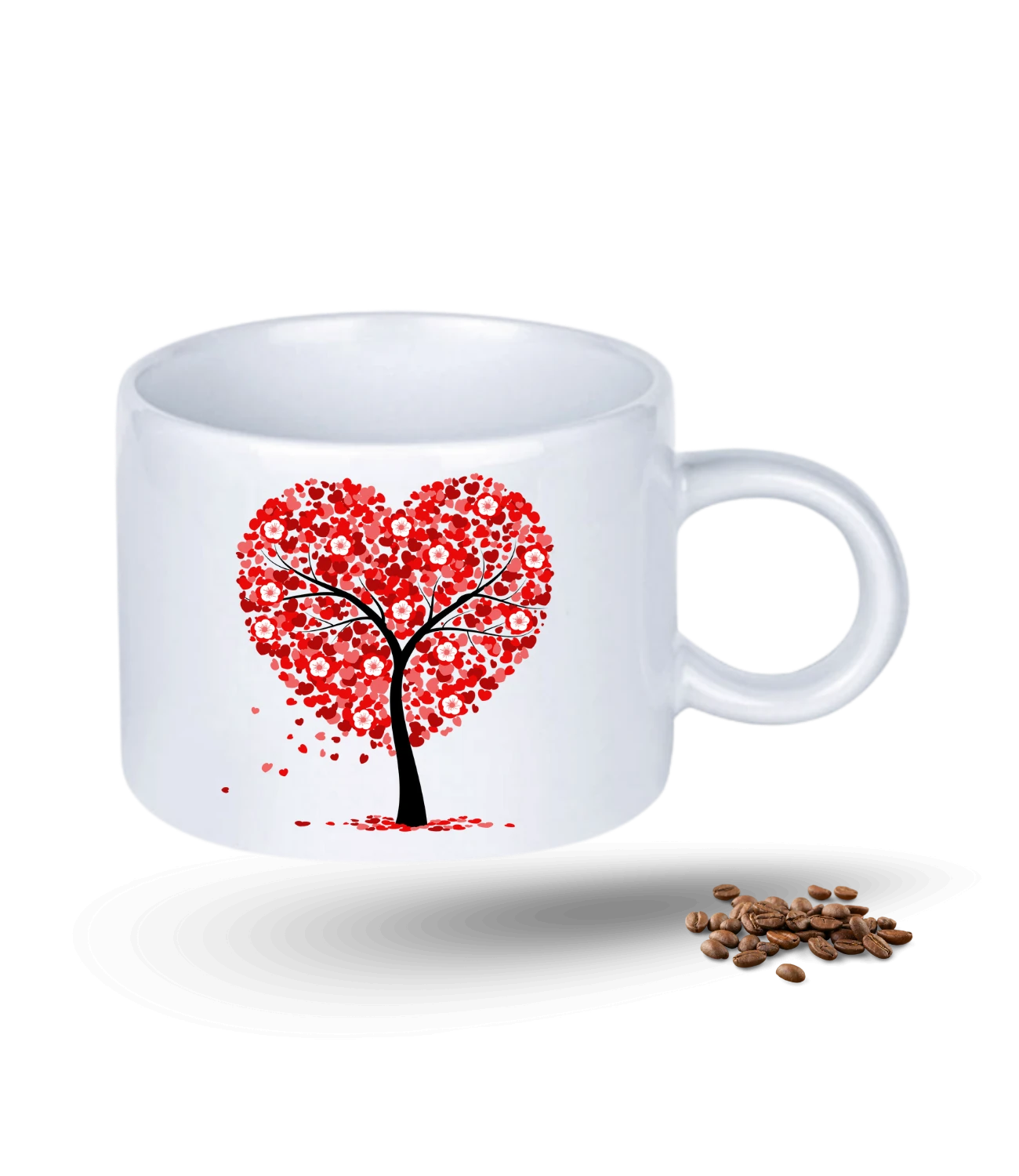 Sevgi Temalı Kalp Hayat Ağacı Baskılı Porselen Motto Kupa Bardak