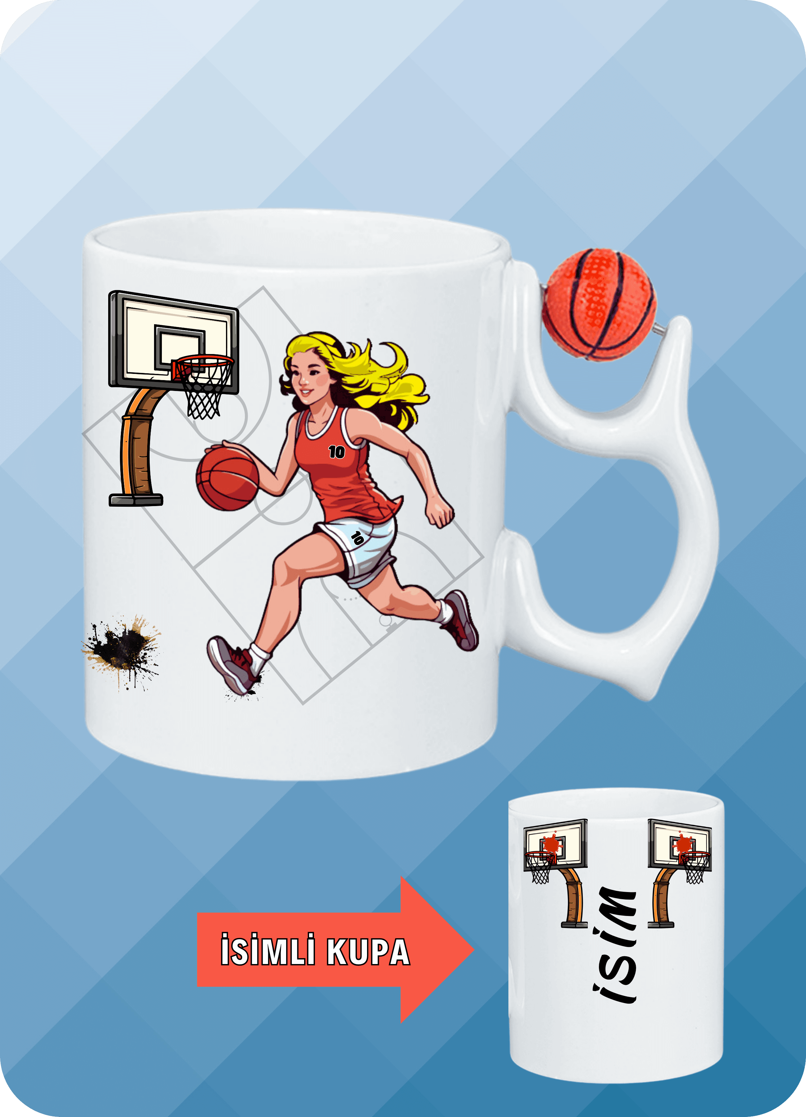 Basketbol Toplu Kadın Basketbolcu Basket Sever Kupa Bardak Çay Kahve Fincanı-2