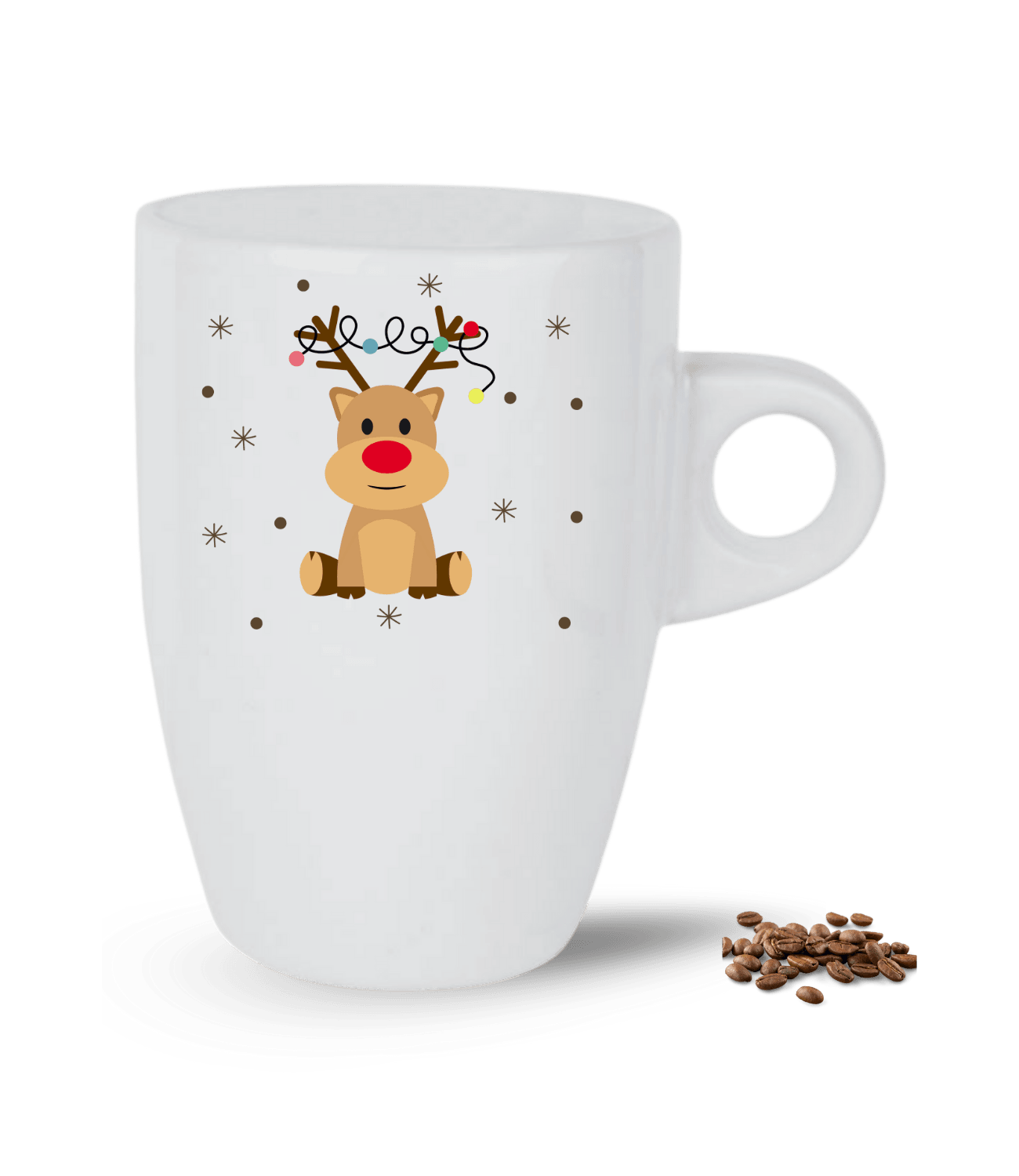 Noel Temalı Yılbaşı Geyik Baskılı Porselen Latte Kupa Bardak