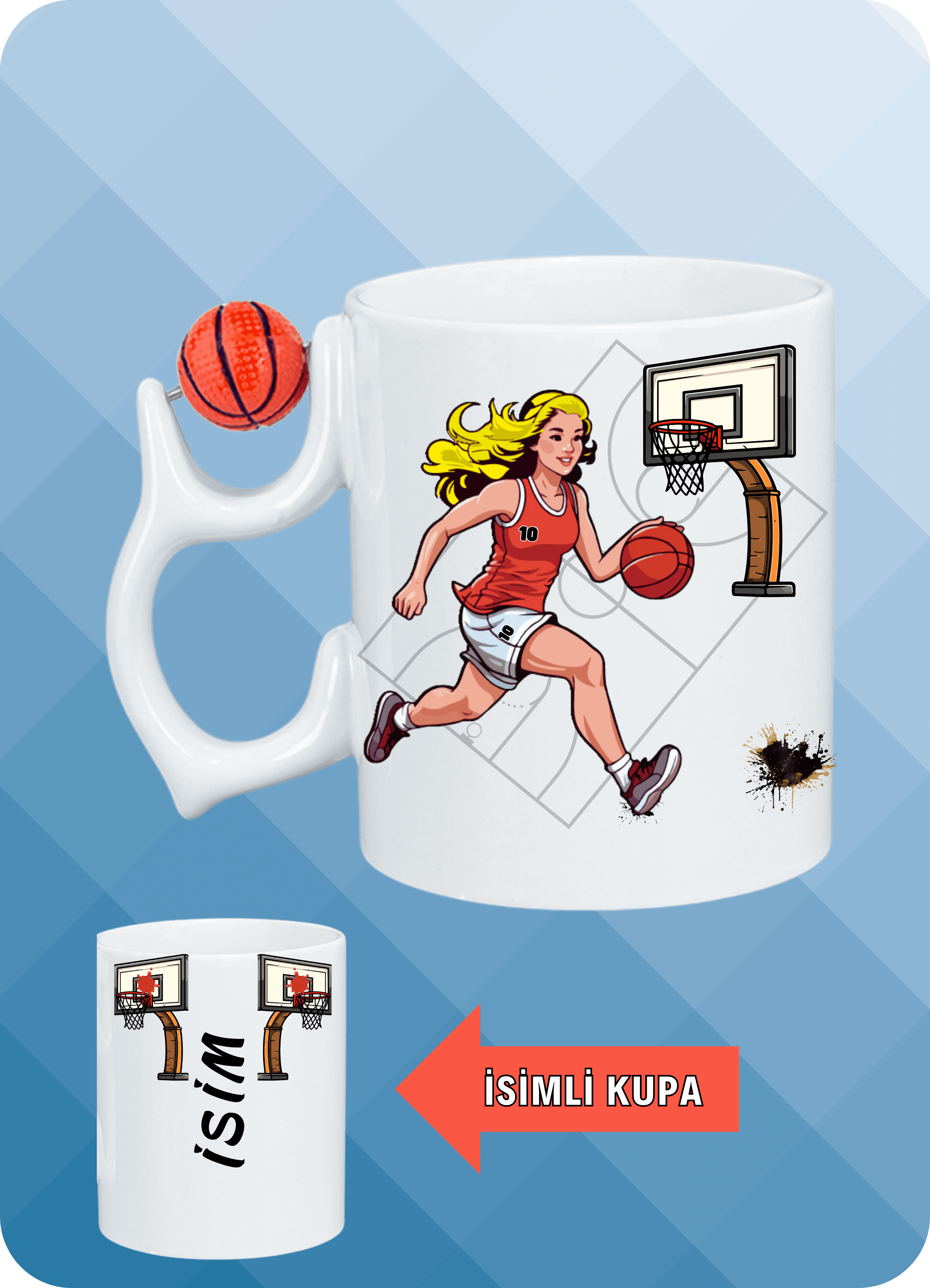 Basketbol Toplu Kadın Basketbolcu Basket Sever Kupa Bardak Çay Kahve Fincanı-2