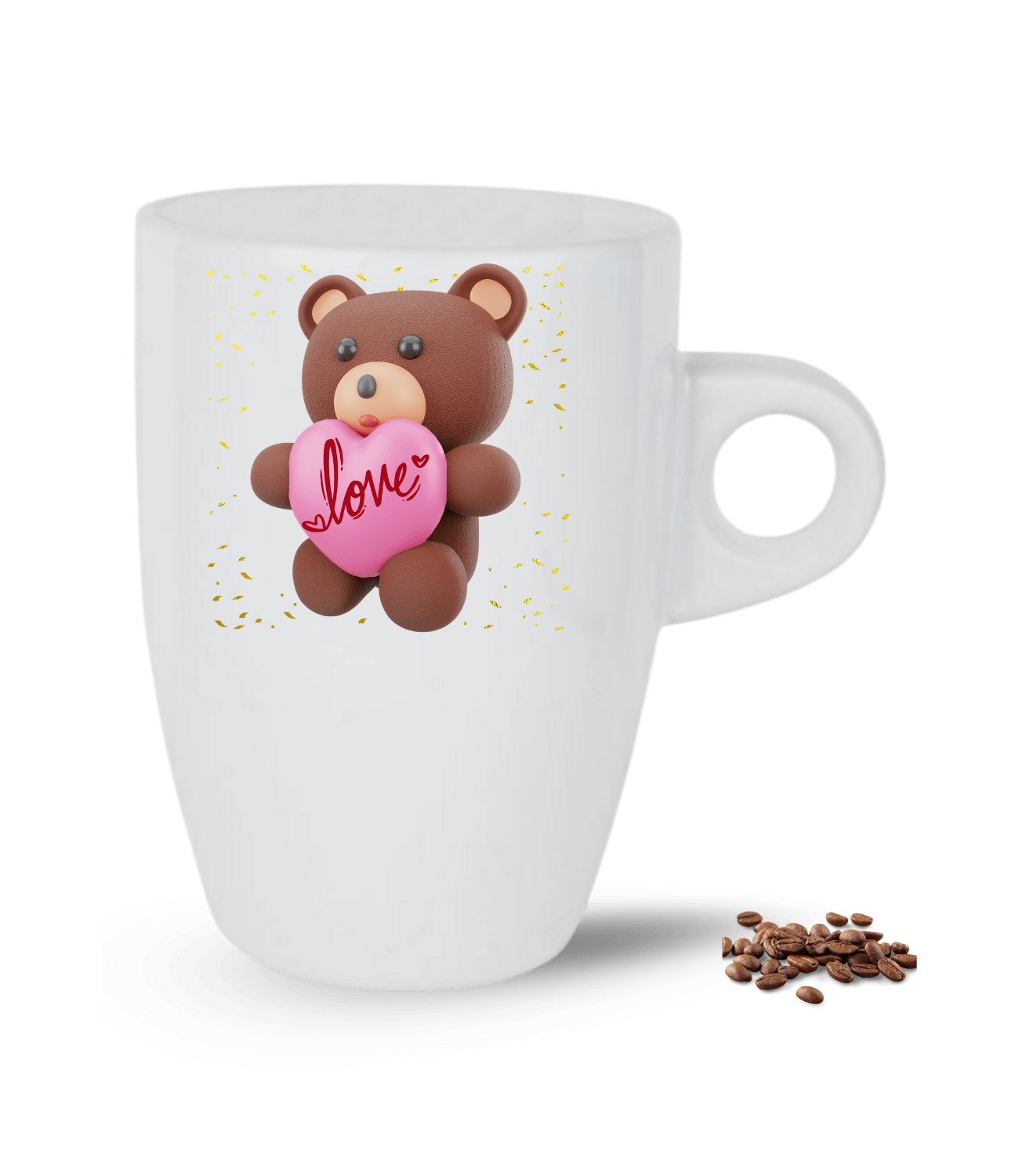 Aşk Temalı Love Ayıcık Baskılı Porselen Latte Kupa Bardak