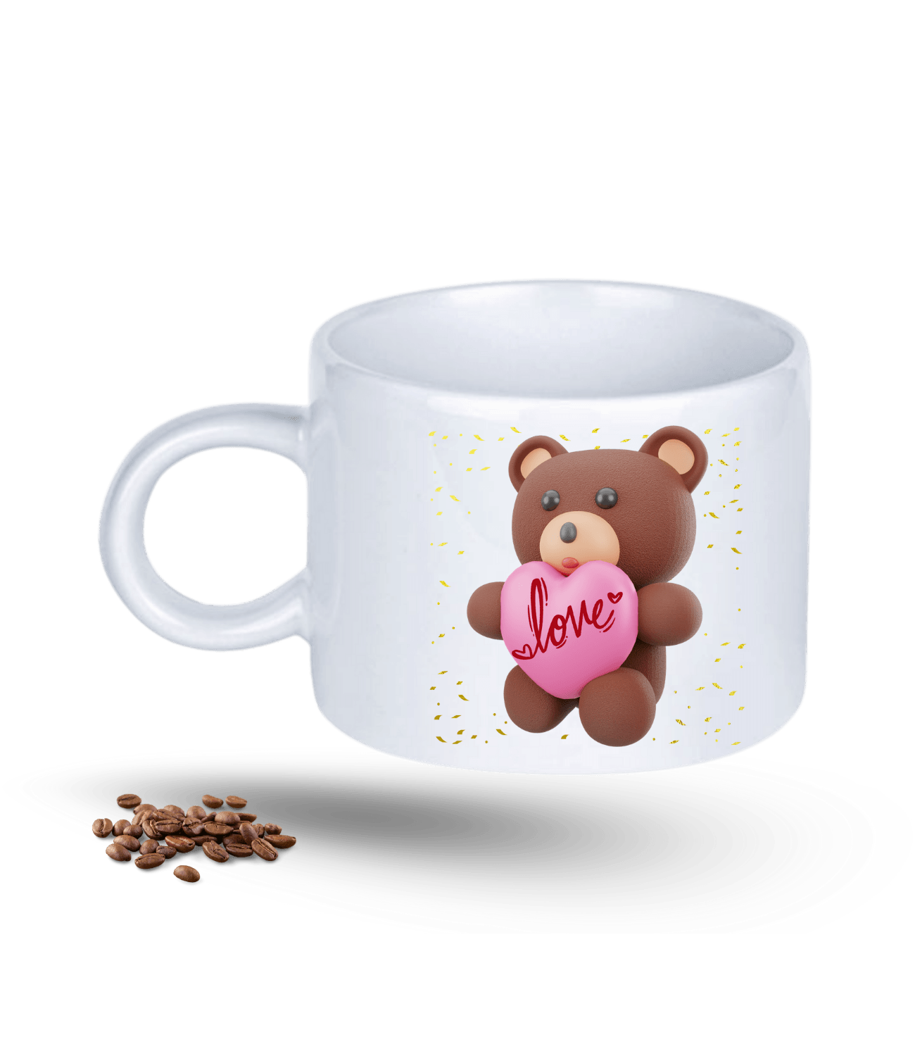 Aşk Temalı Love Ayıcık Baskılı Porselen Motto Kupa Bardak