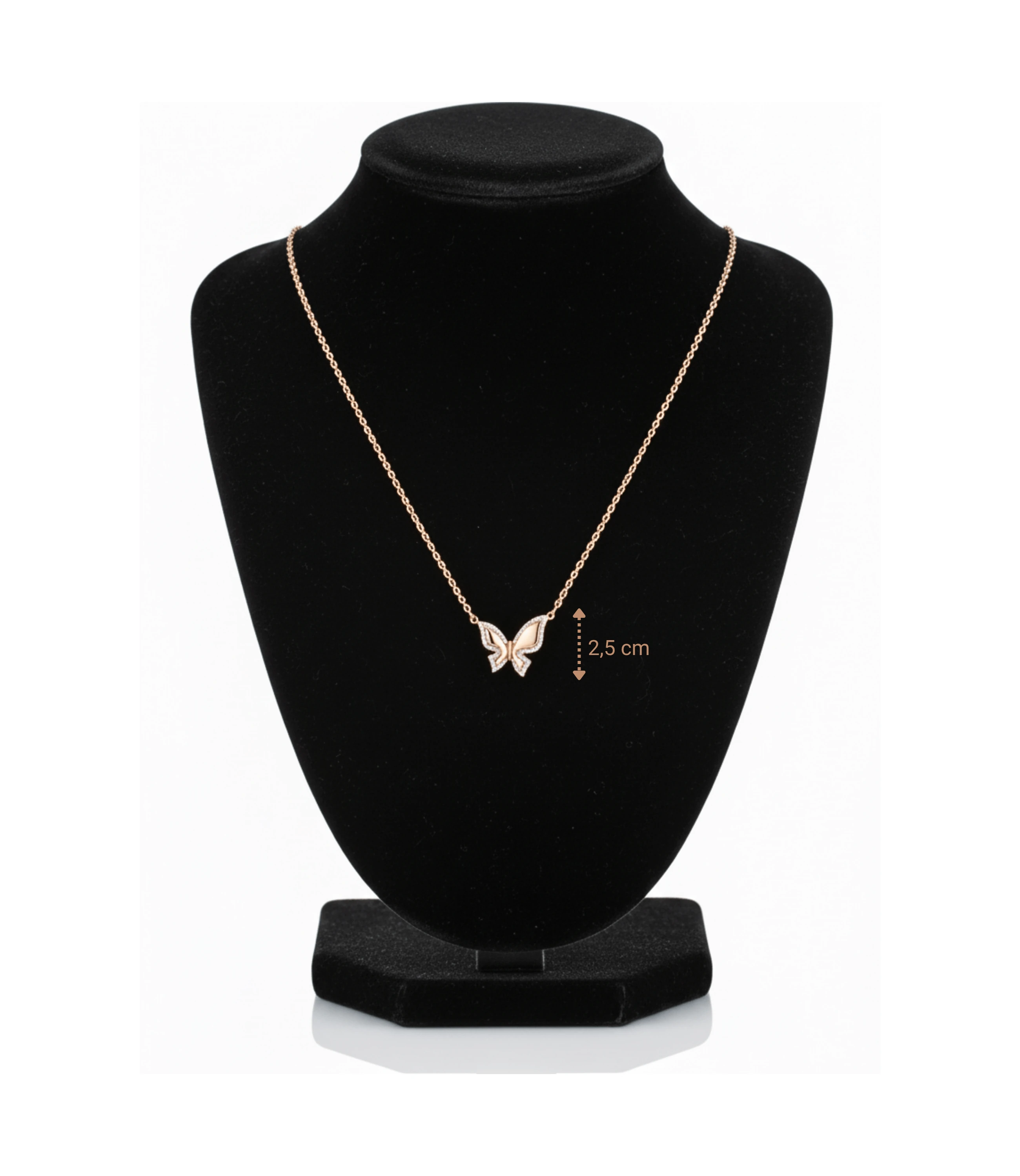 Kelebek Kolye Minimal Detaylı Rose Altın Kaplama Vip Seri Kolye Xuping 40cm