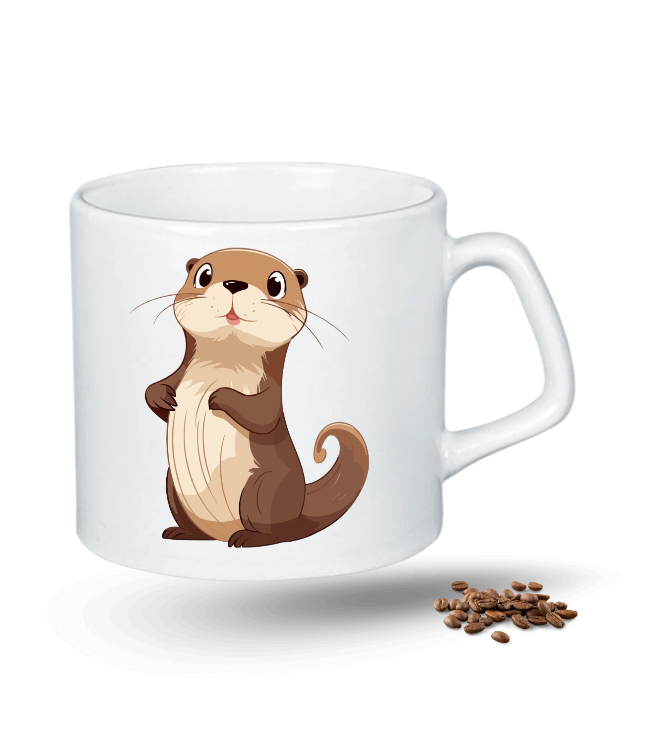 Sevimli Su Samuru Baskılı Porselen Afilli Kupa Bardak