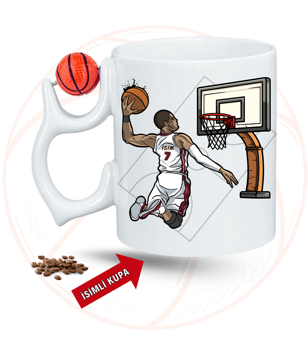 Basketbol Erkek Oyunculu Basketbol Toplu Kupa + Baskılı Pamuklu Tişört Kombin-2