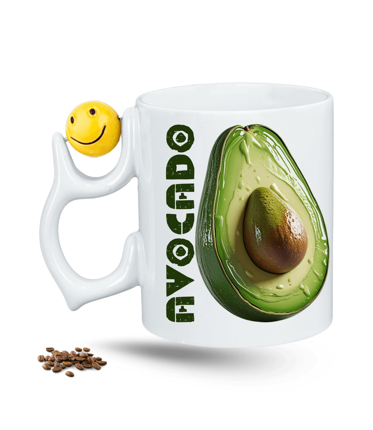3d Avokado Baskılı Emoji Dönen Toplu Kupa Bardak Çay Kahve Fincanı