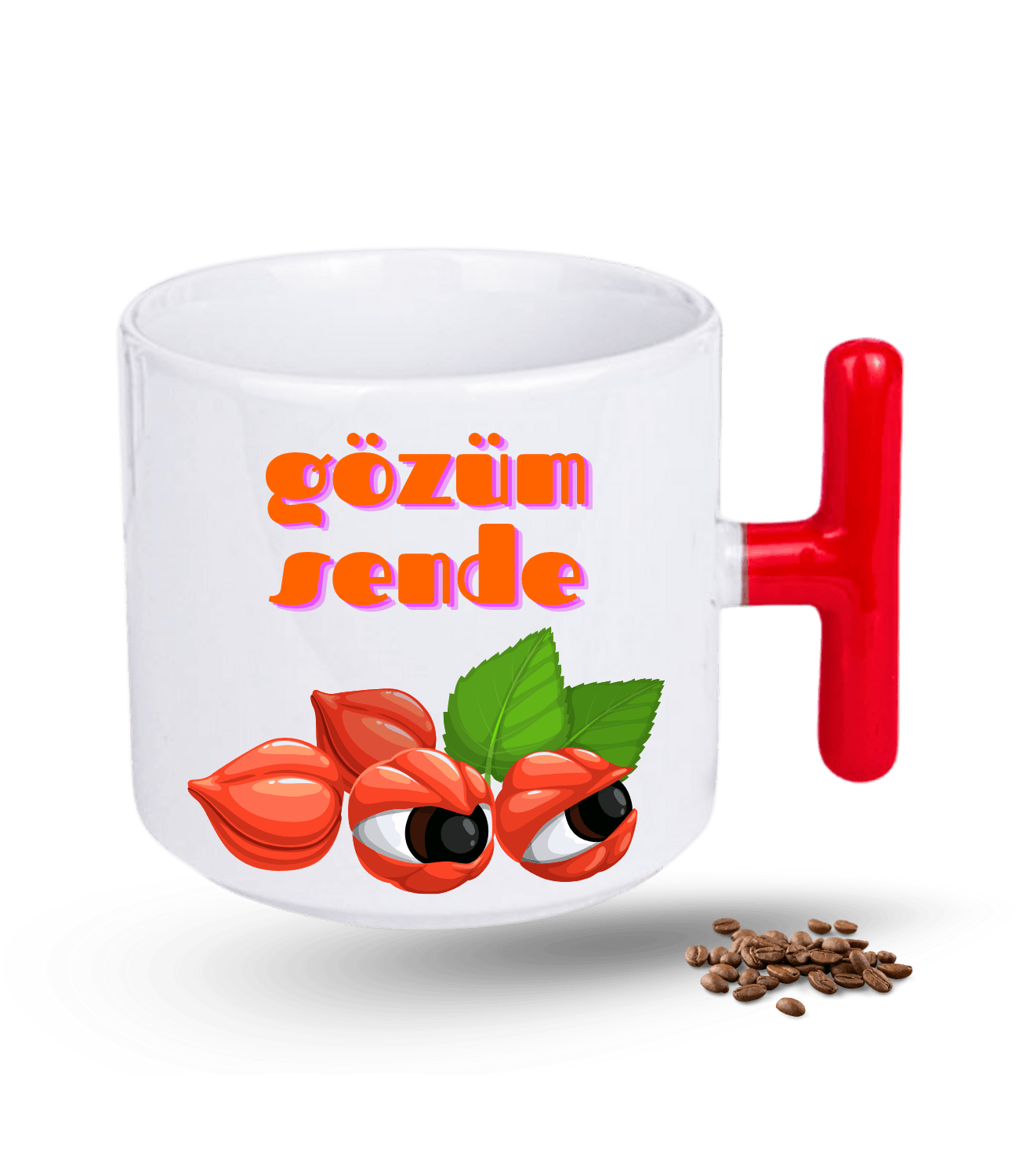 Gözüm Sende Baskılı T Saplı Porselen Kupa Bardak