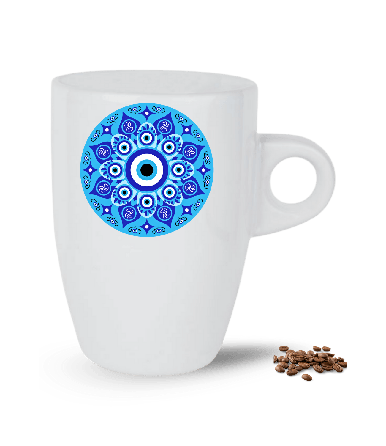 Mandala Temalı Nazarlık Baskılı Porselen Latte Kupa Bardak