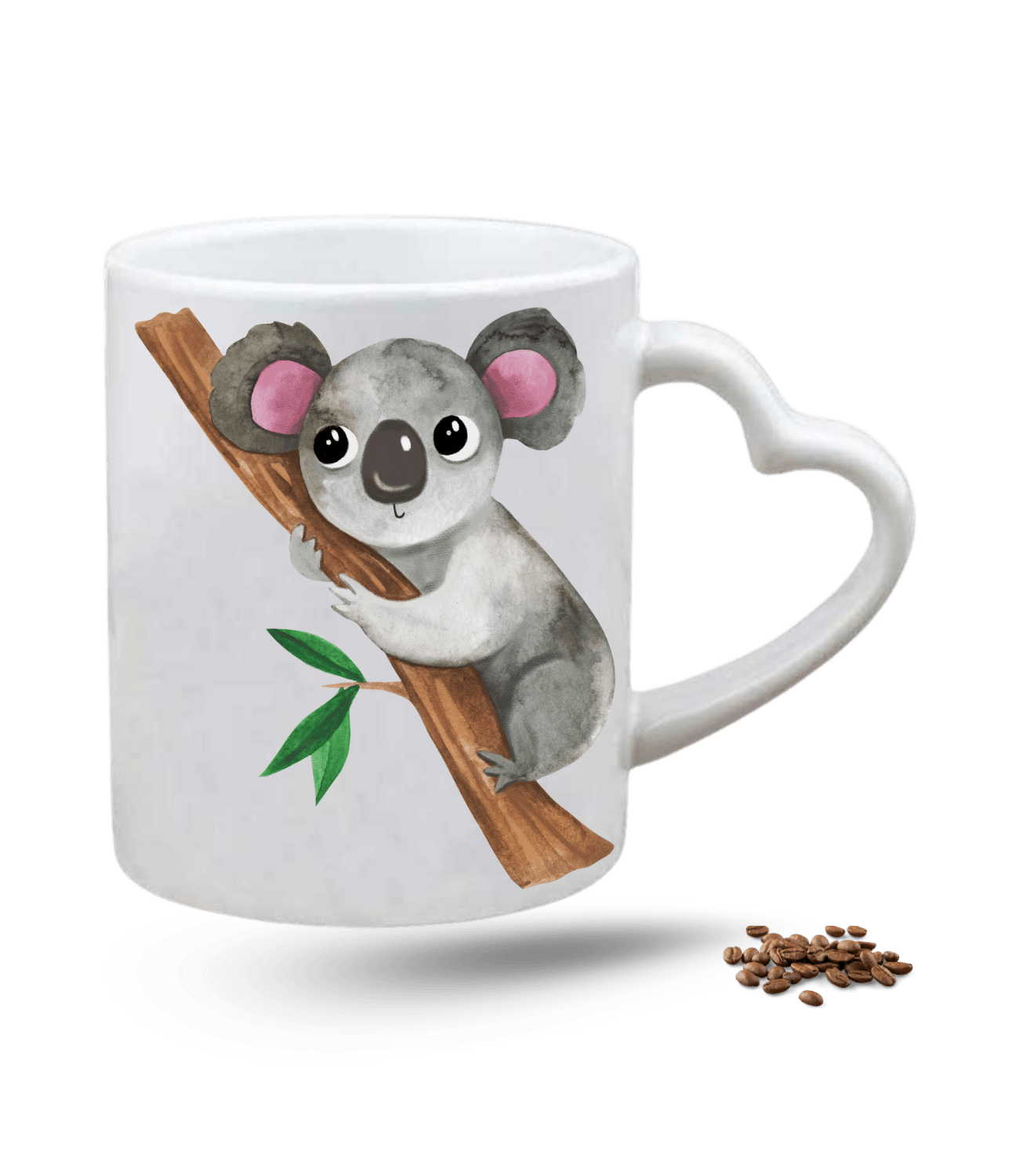 Sevimli Koala Baskılı Porselen Kalp Kulp Kupa Bardak