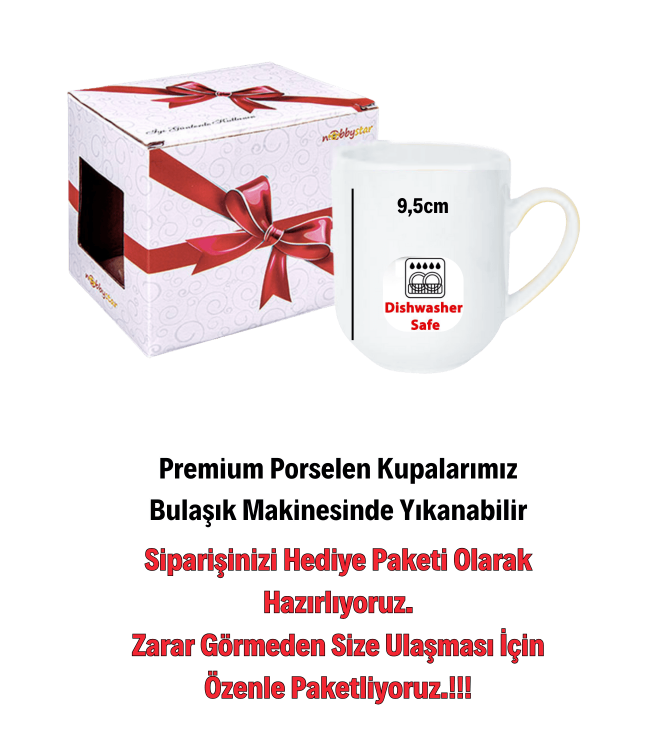 Aşk Temalı Sevgililer Love Kalp Baskılı Elit Lüx Porselen Kupa Bardak