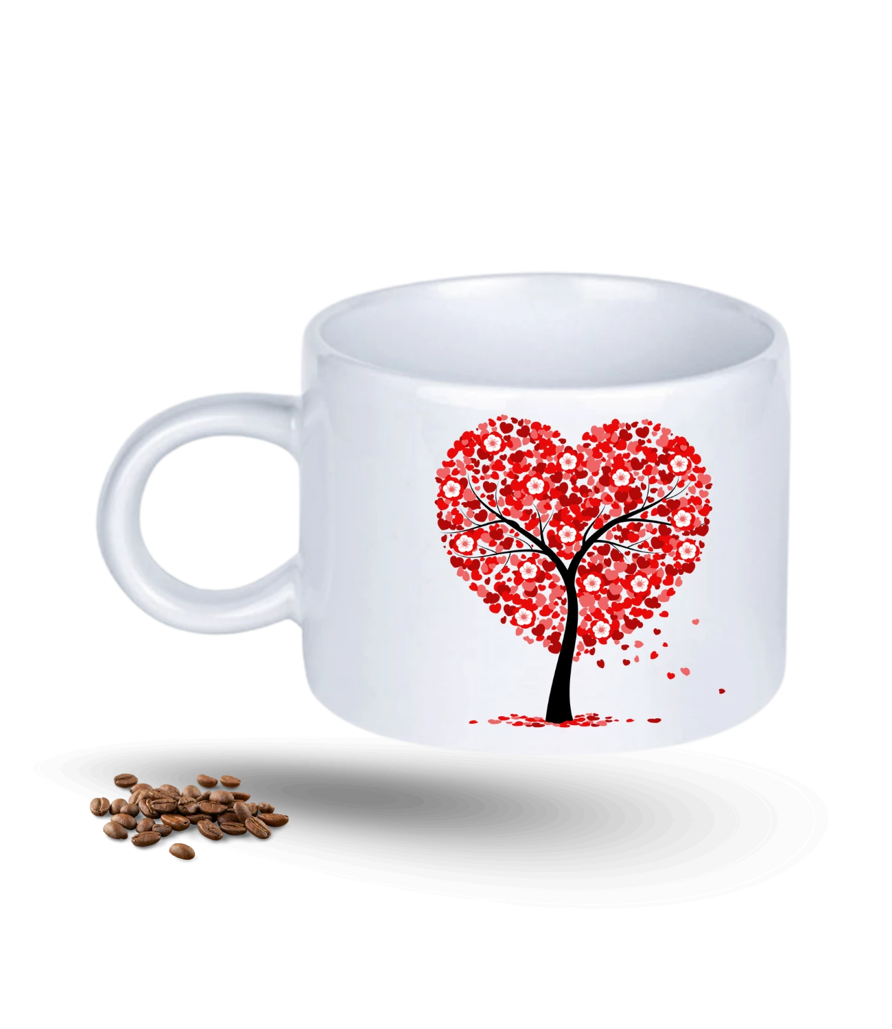 Sevgi Temalı Kalp Hayat Ağacı Baskılı Porselen Motto Kupa Bardak